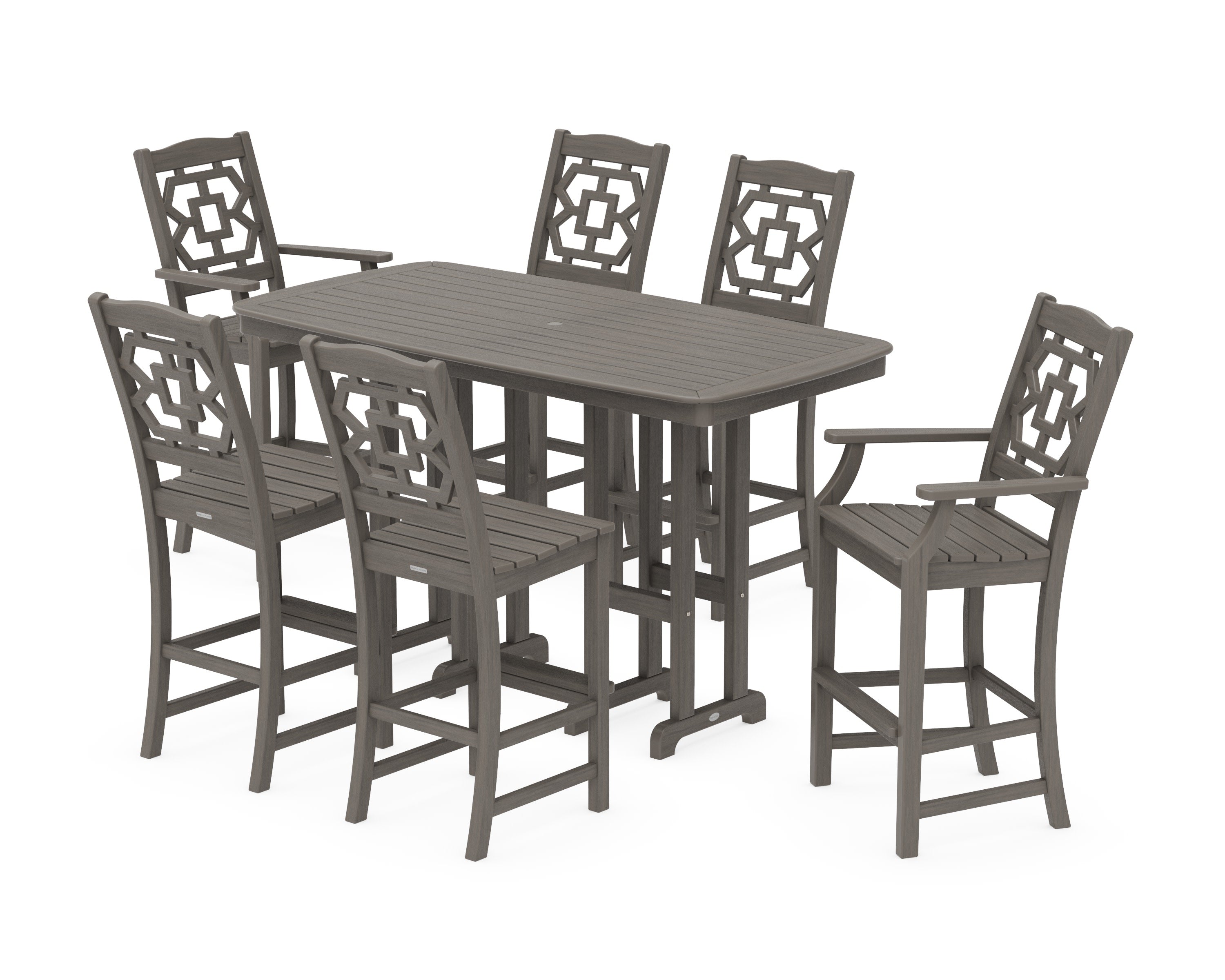Chinoiserie 7-Piece Bar Set in Driftwood