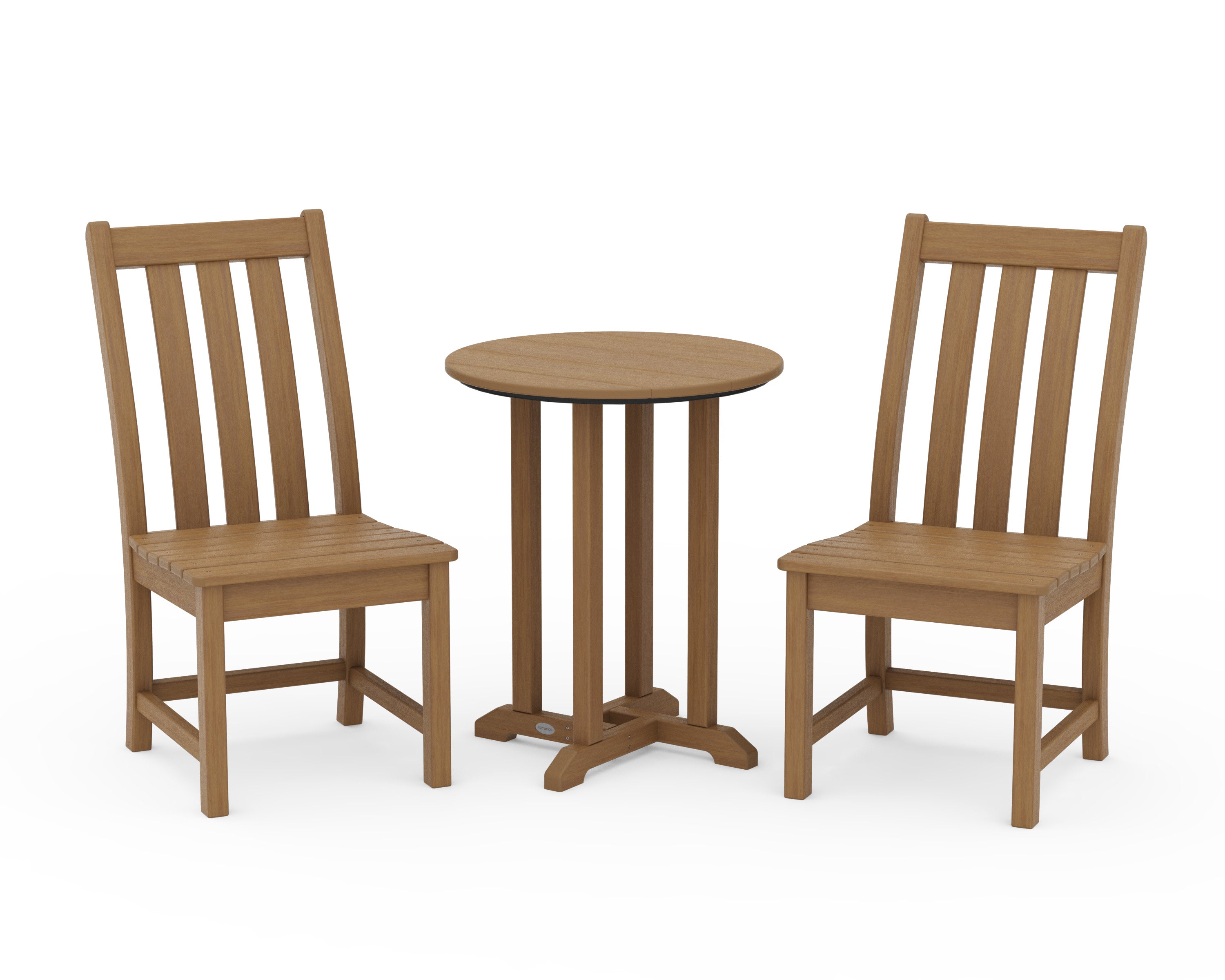 Vineyard Side Chair 3-Piece Round Bistro Dining Set in Natural