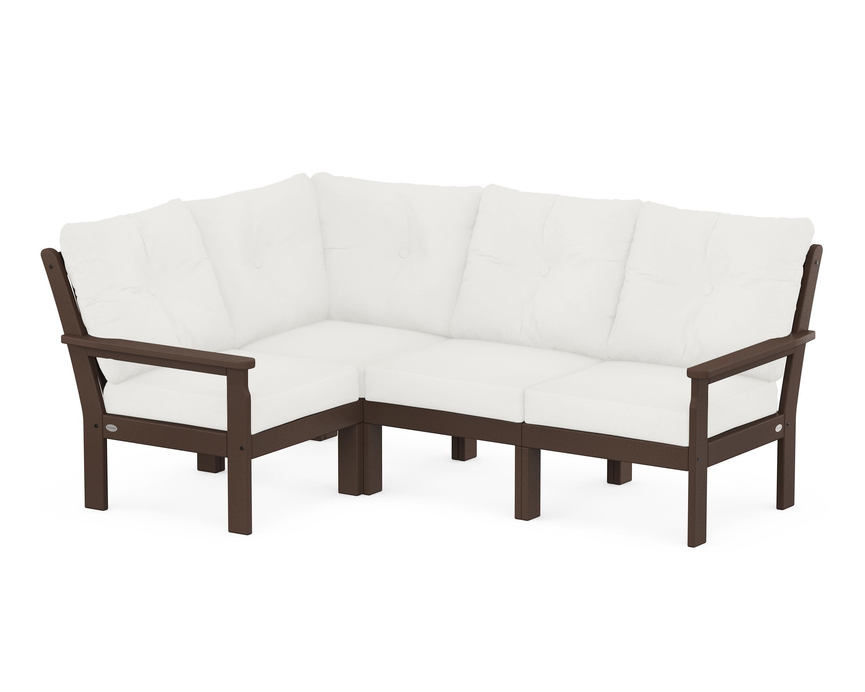 Vineyard 4-Piece Sectional in Mahogany / Natural Linen