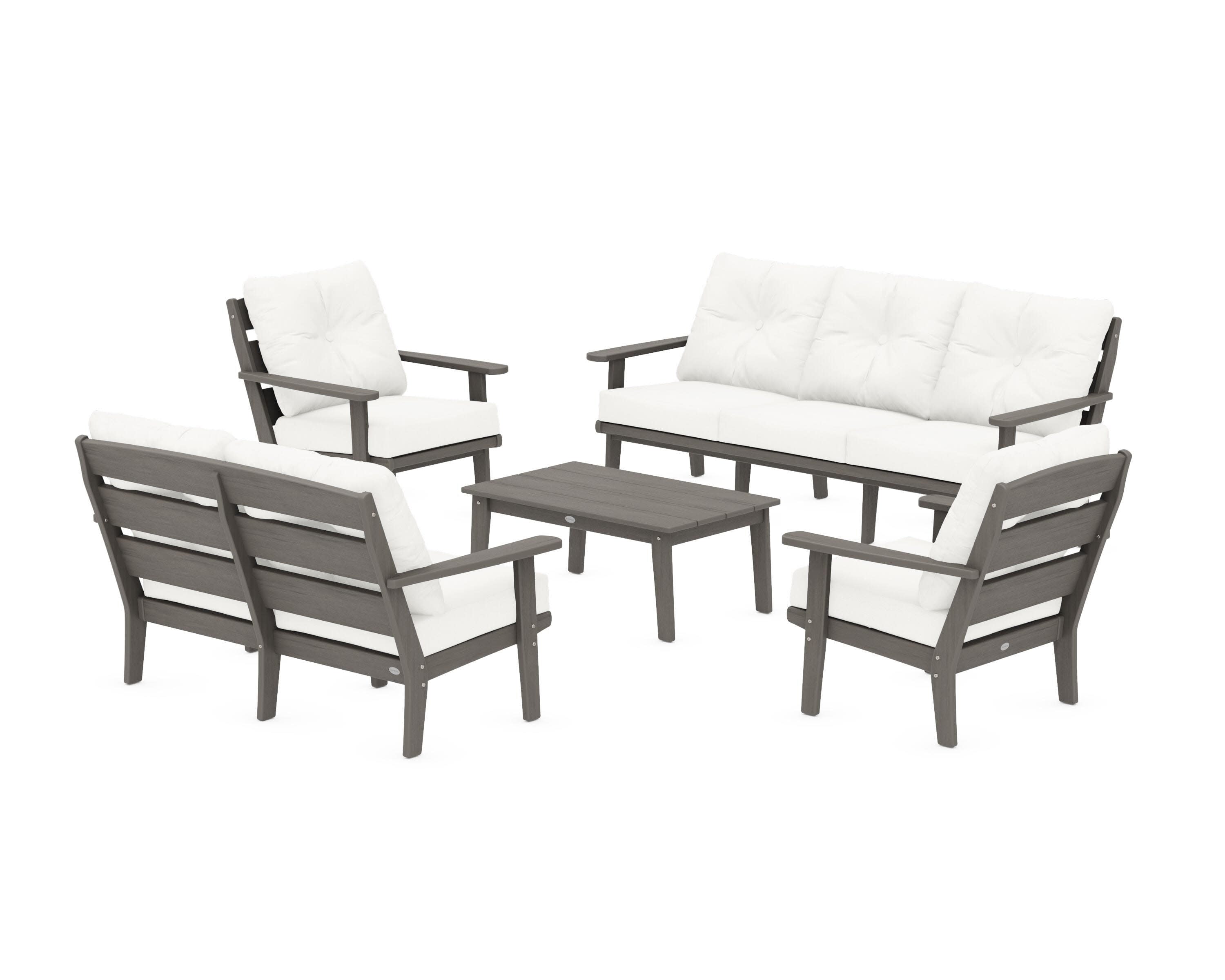 Lakeside 5-Piece Lounge Sofa Set in Driftwood / Natural Linen