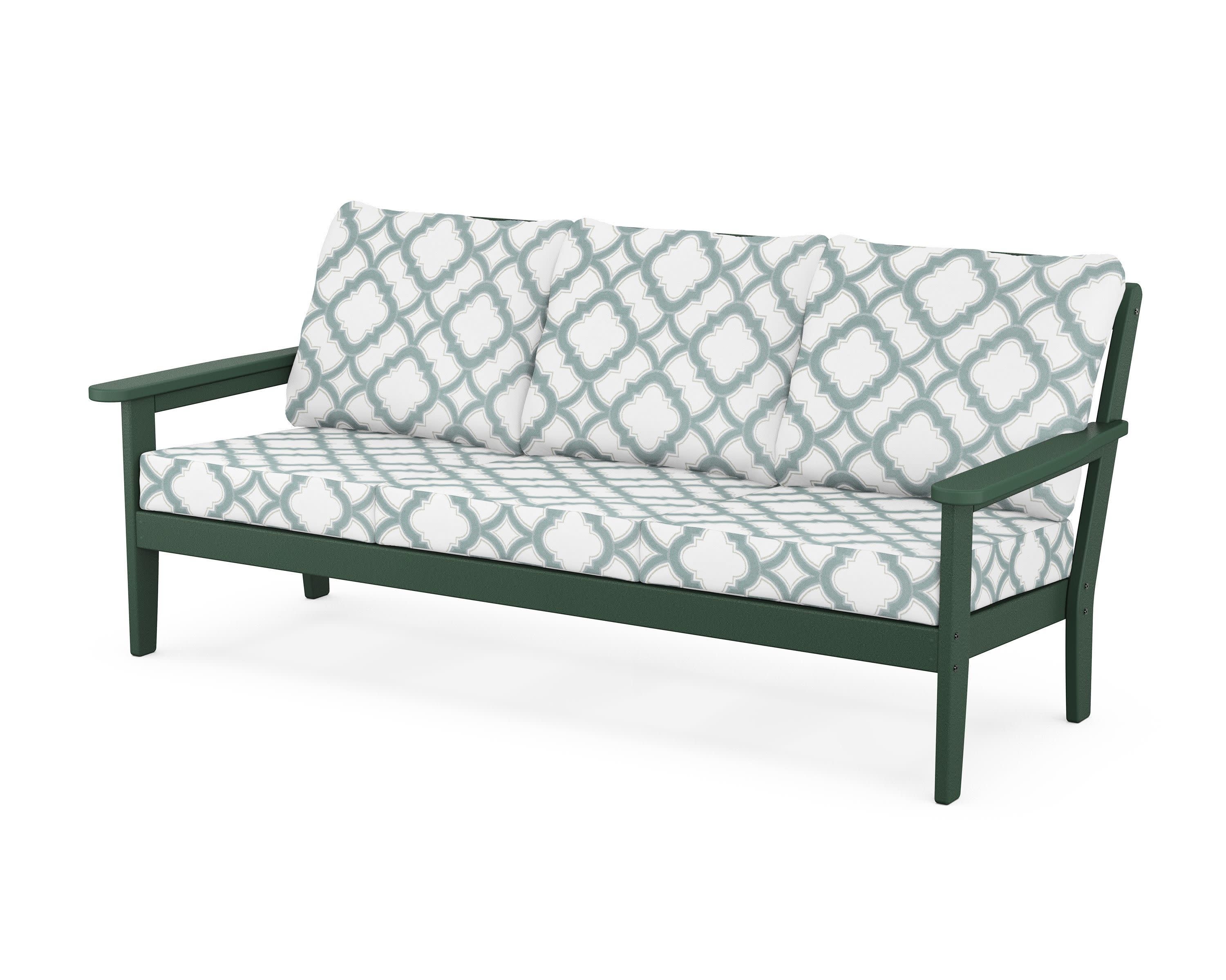 Cottage Deep Seating Sofa in Green / Trellis Glacier Spa