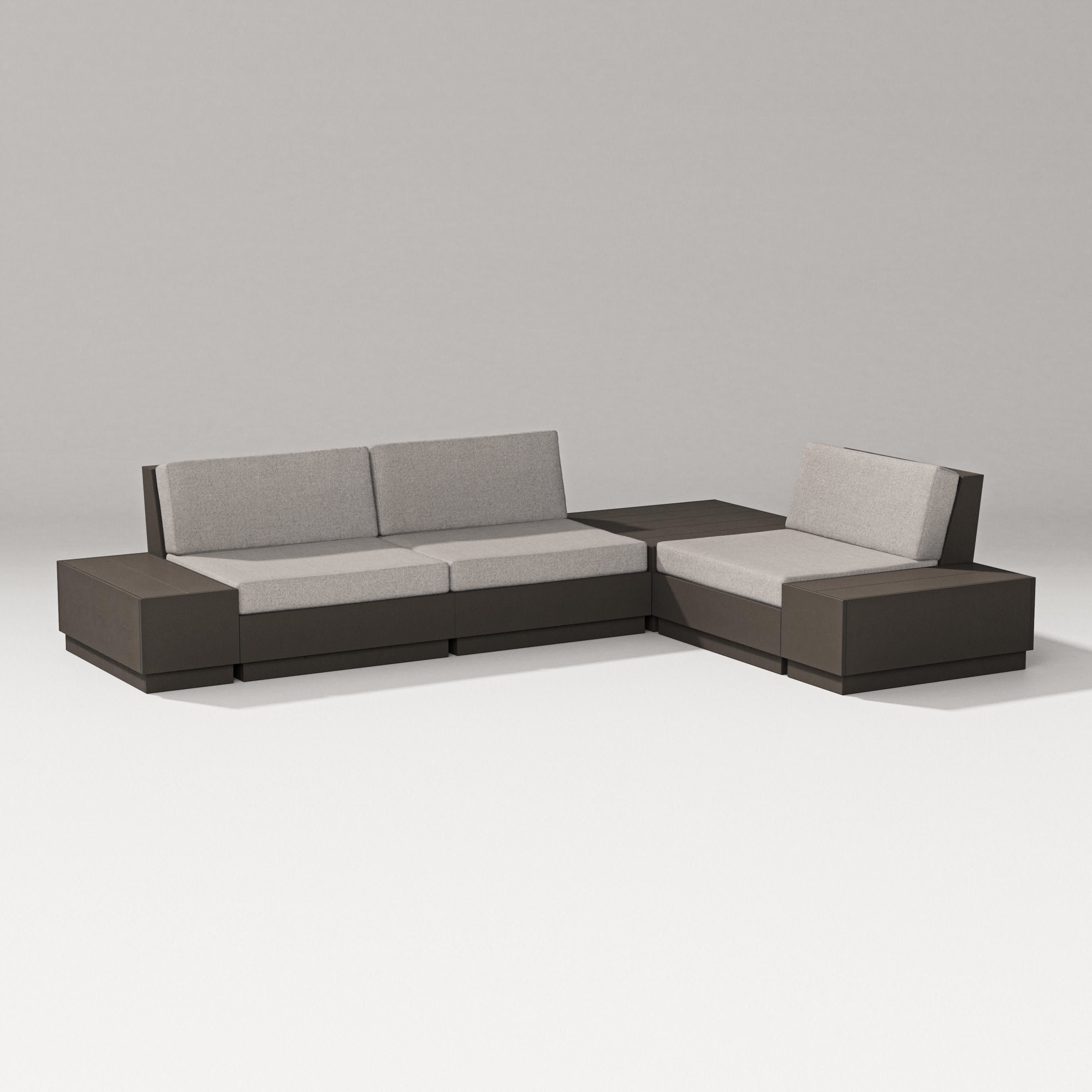 Elevate 6-Piece Corner Sectional in Vintage Coffee / Weathered Tweed