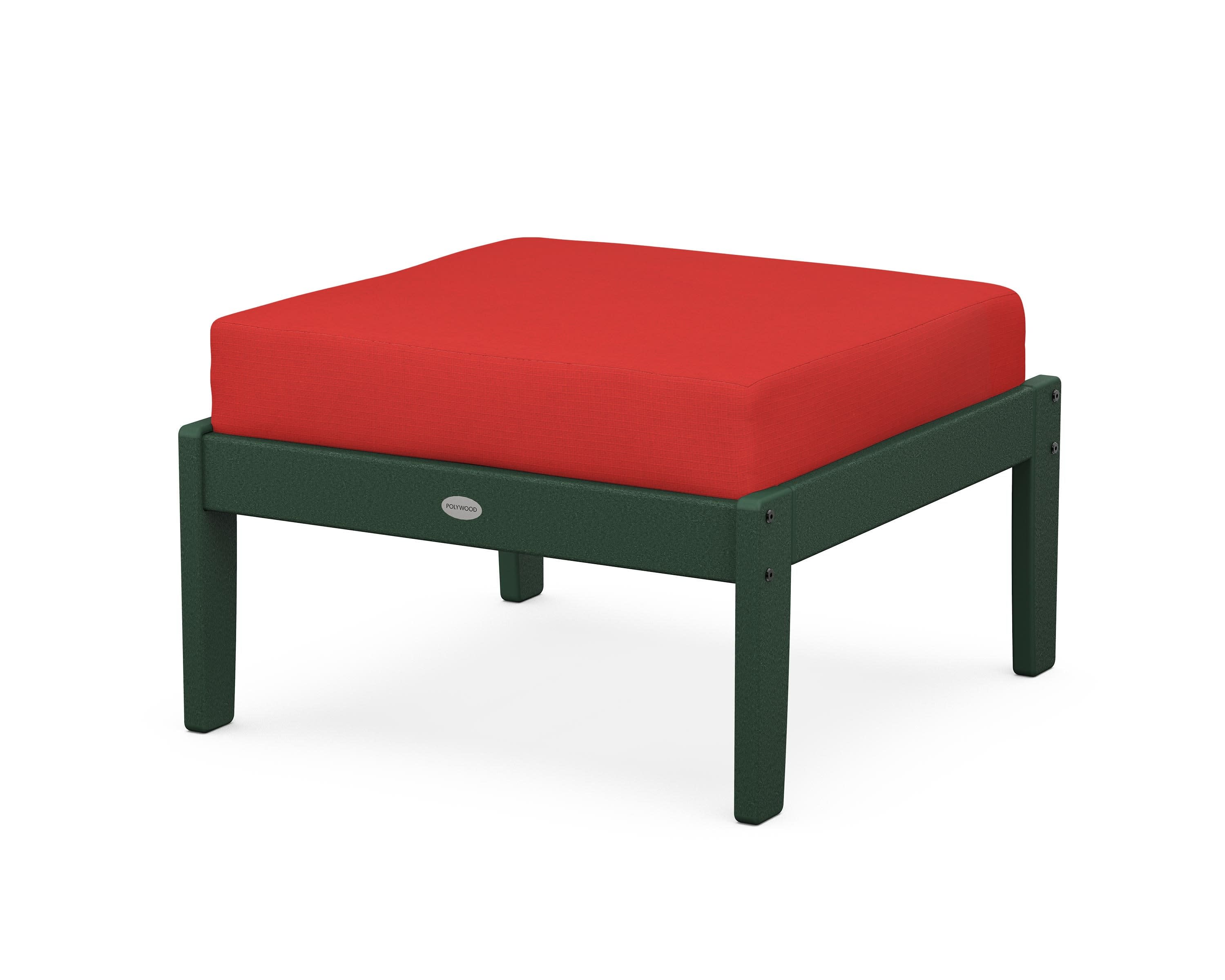 Braxton Deep Seating Ottoman in Green / Crimson Linen