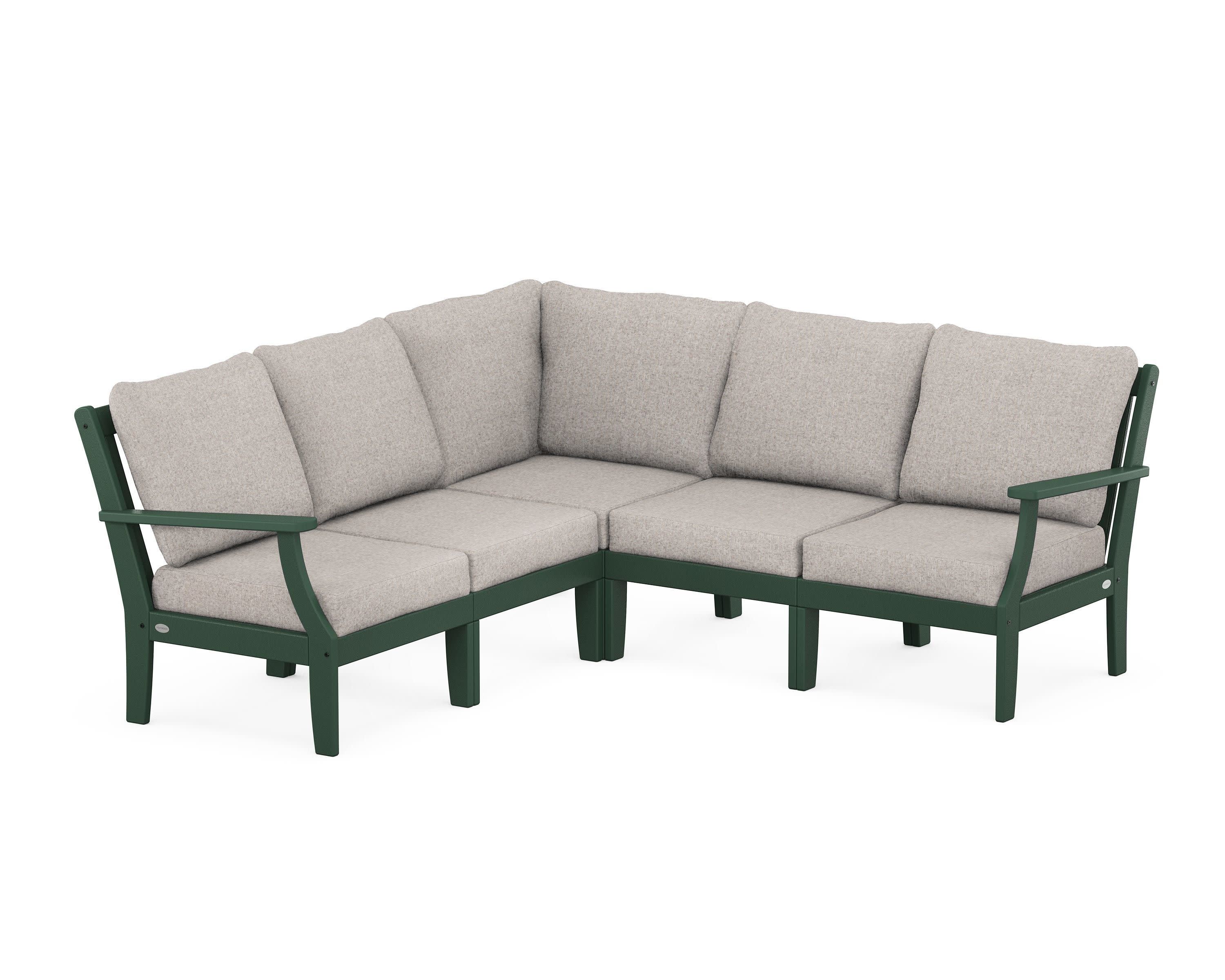 Braxton Modular 5-Piece Deep Seating Set in Green / Weathered Tweed