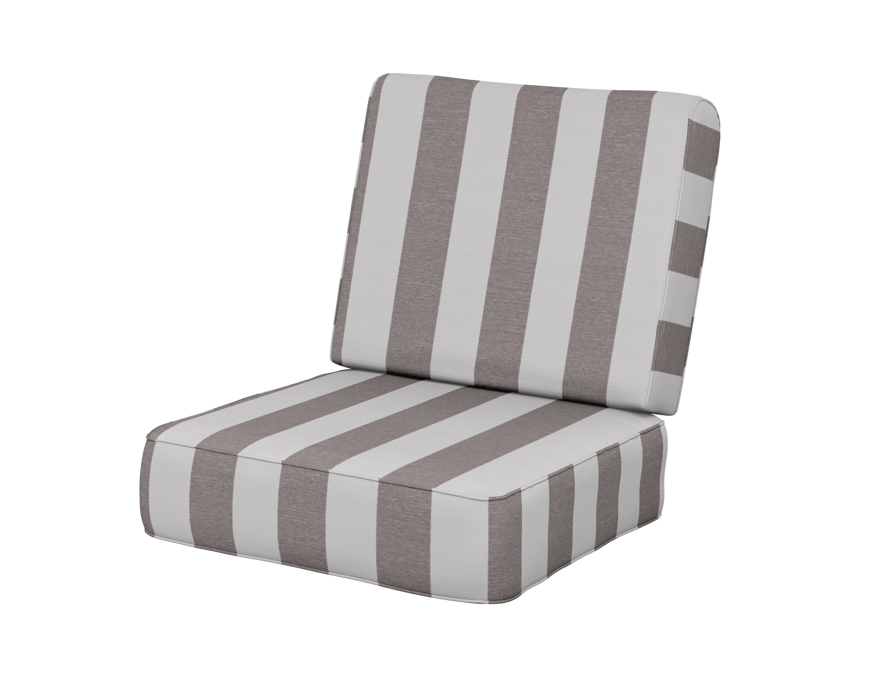 Ateeva Harbour Seat and Back Cushion in Cabana Stripe Grey Mist