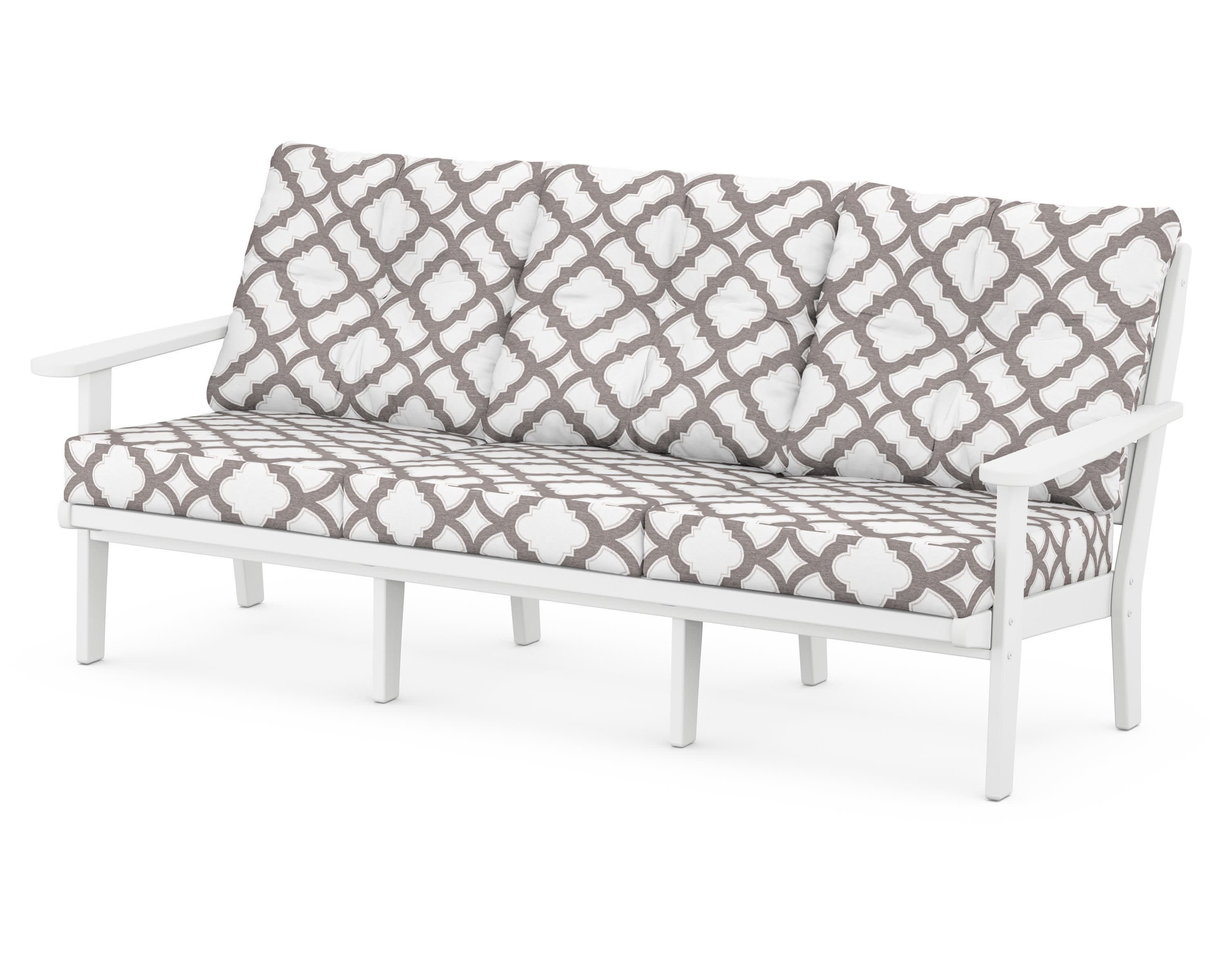 Lakeside Deep Seating Sofa in White / Trellis Grey Mist