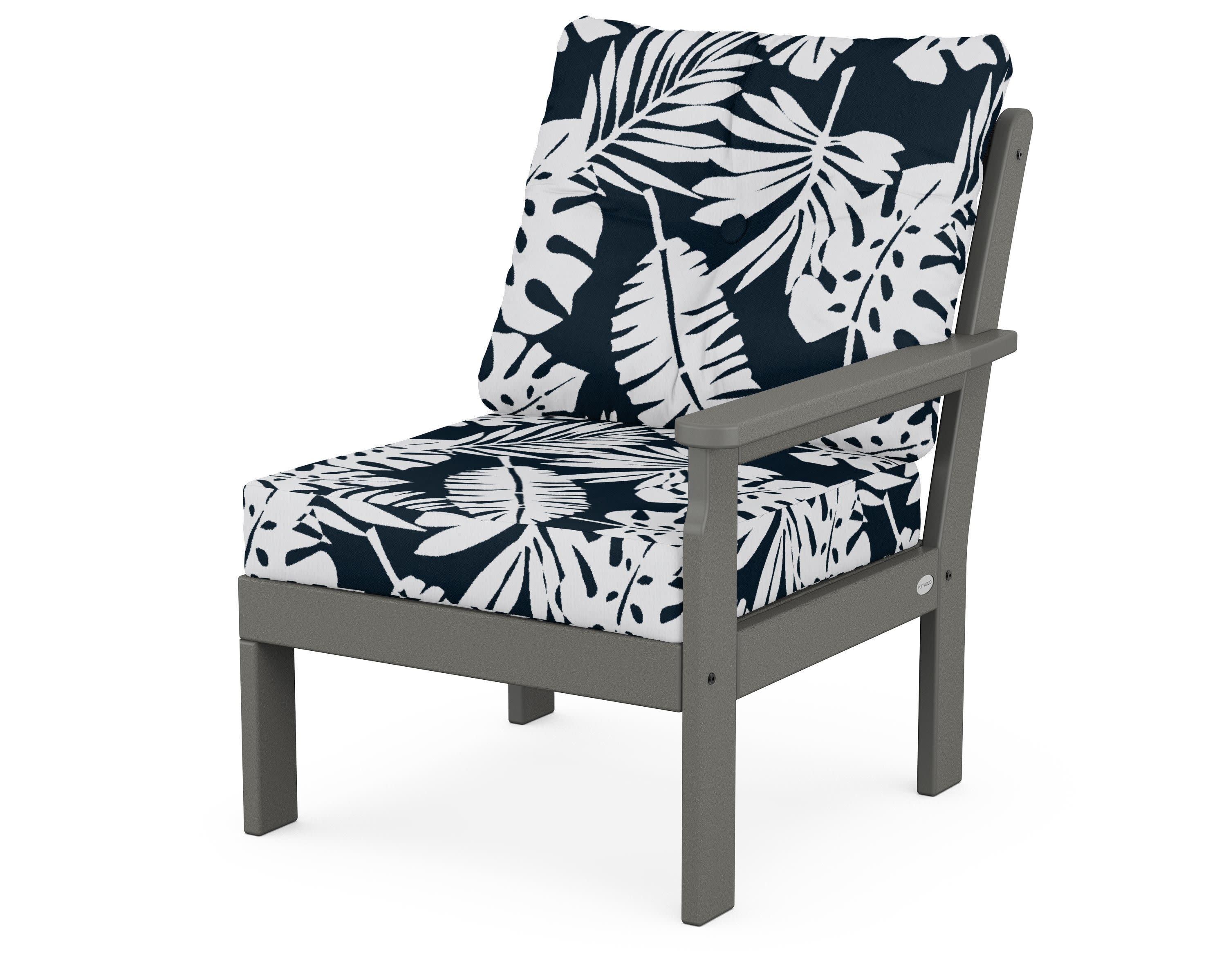 Vineyard Modular Right Arm Chair in Slate Grey / Leaf Marine Indigo
