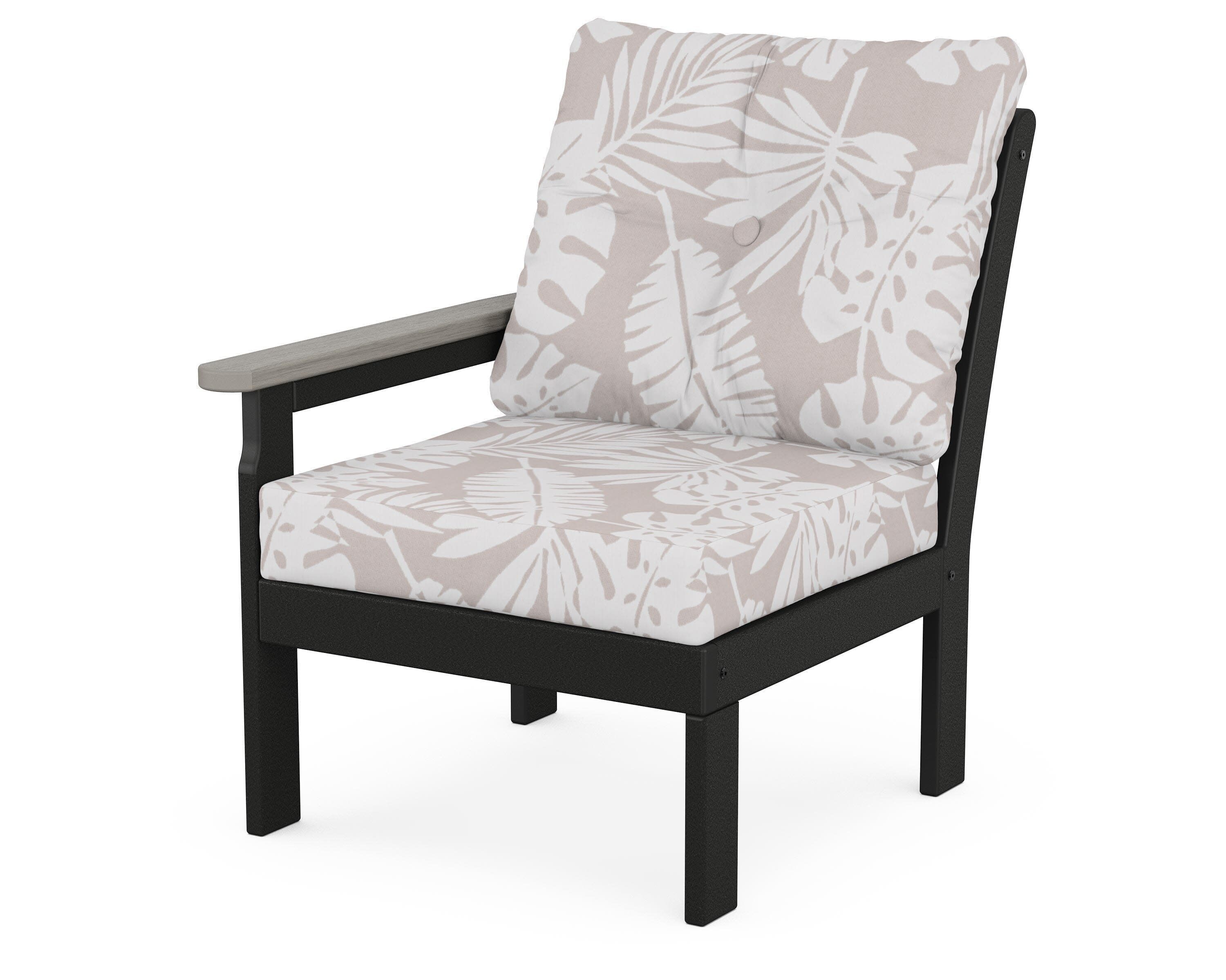 Vineyard Modular Left Arm Chair in Black / Driftwood / Leaf Dune Burlap