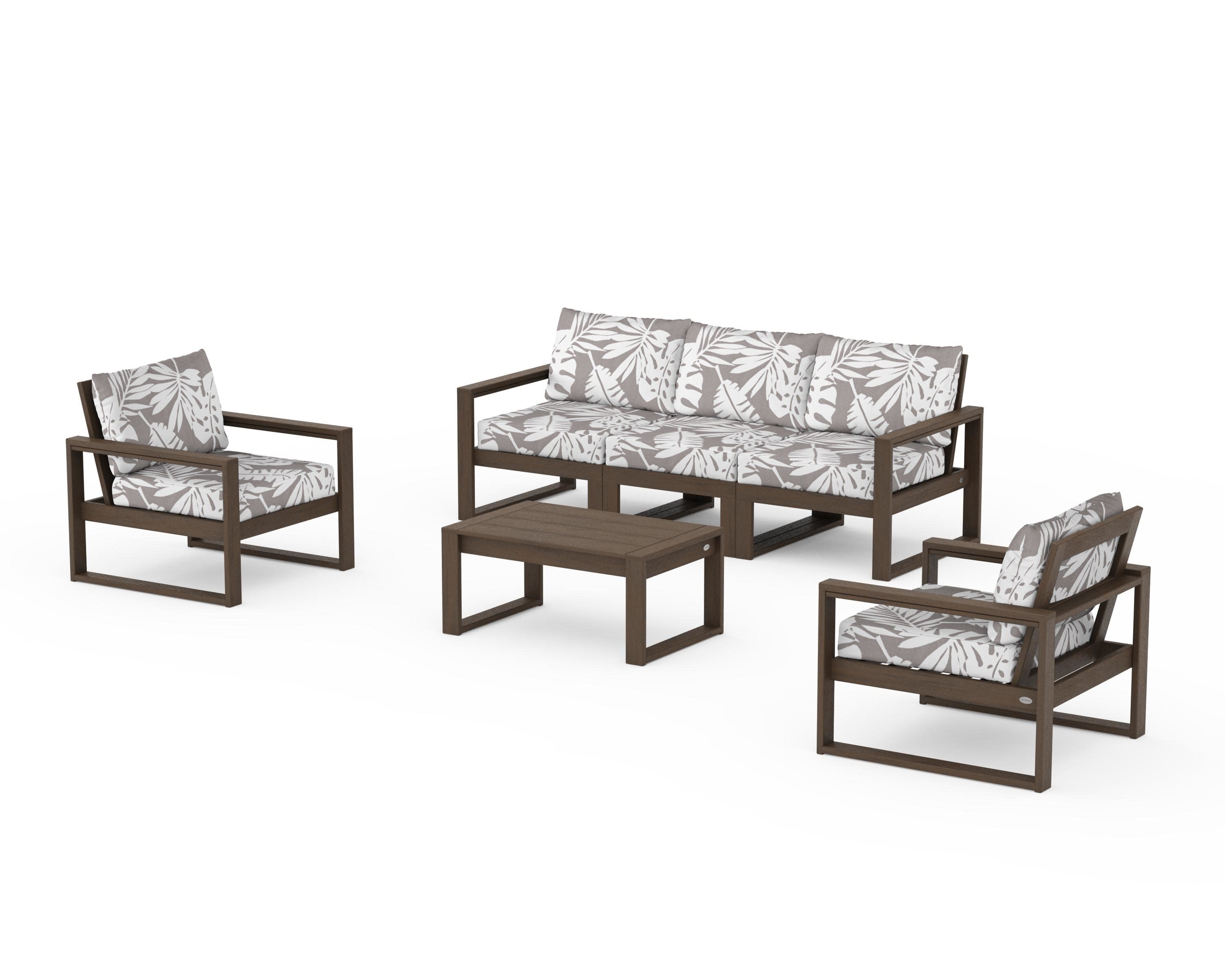 EDGE Sectional 4-Piece Deep Seating Set with Sofa in Kona / Leaf Grey Mist