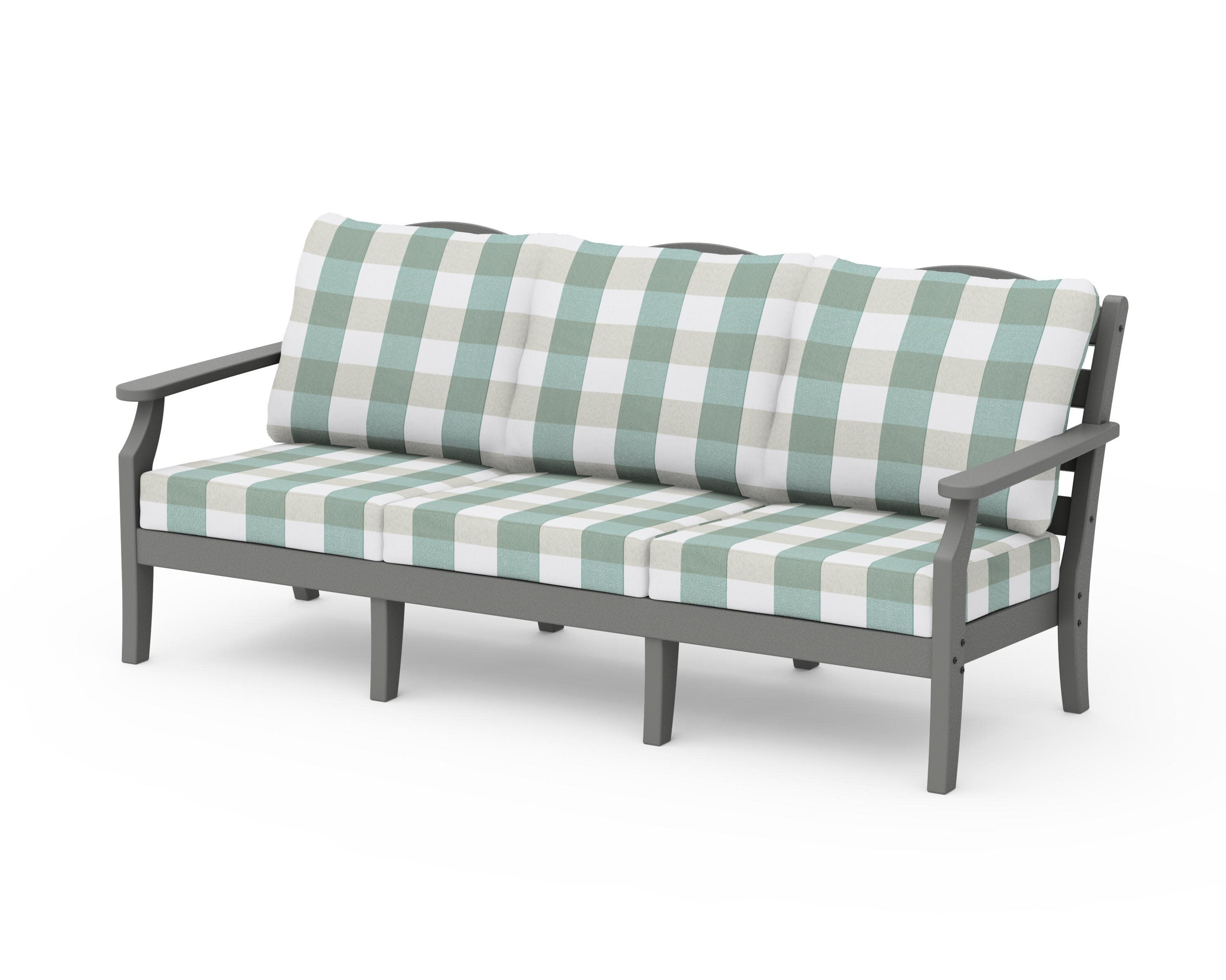 Savannah Deep Seating Sofa in Slate Grey / Buffalo Plaid Glacier Spa