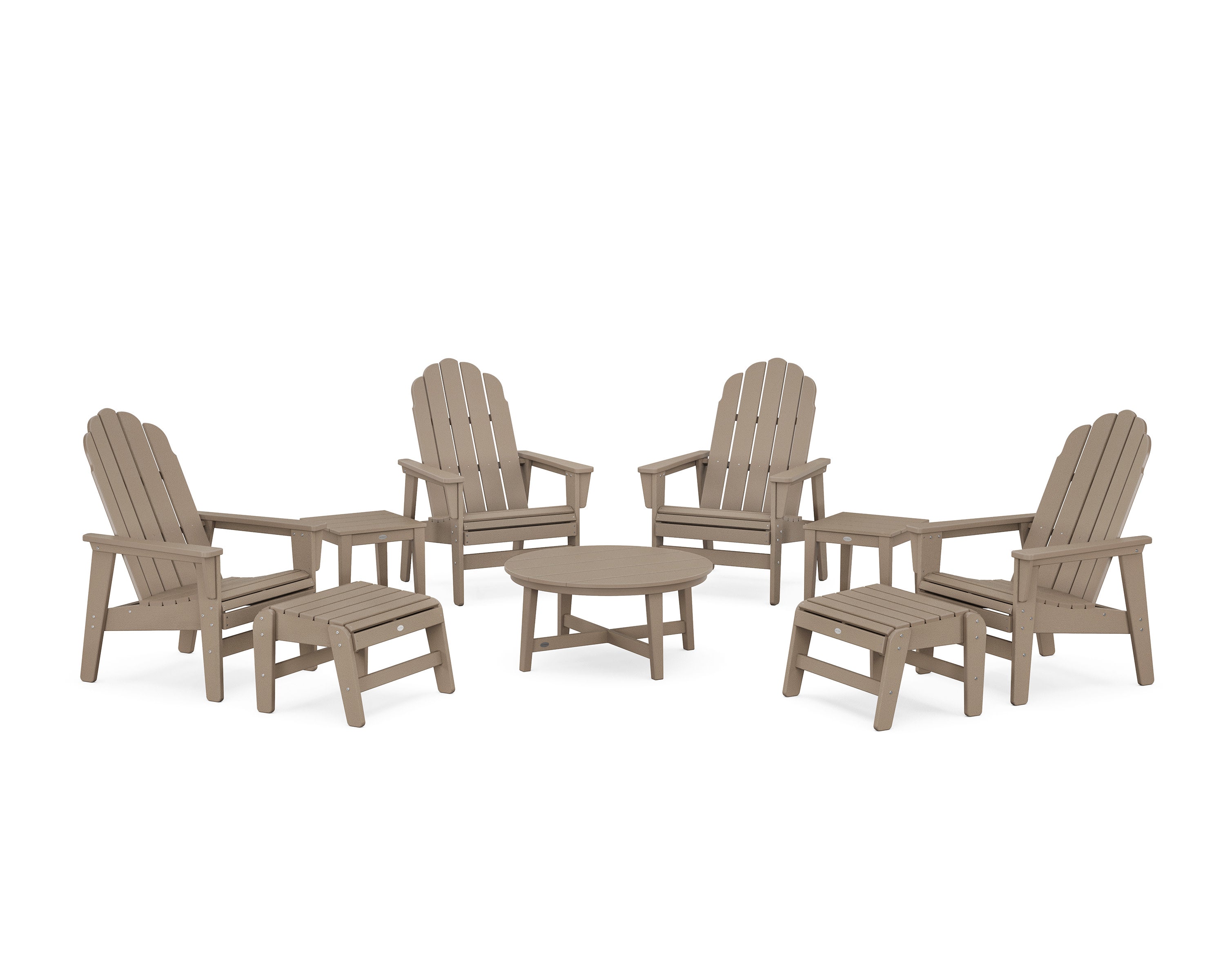 Vineyard Grand Upright Adirondack 9-Piece Conversation Set in Vintage Sahara