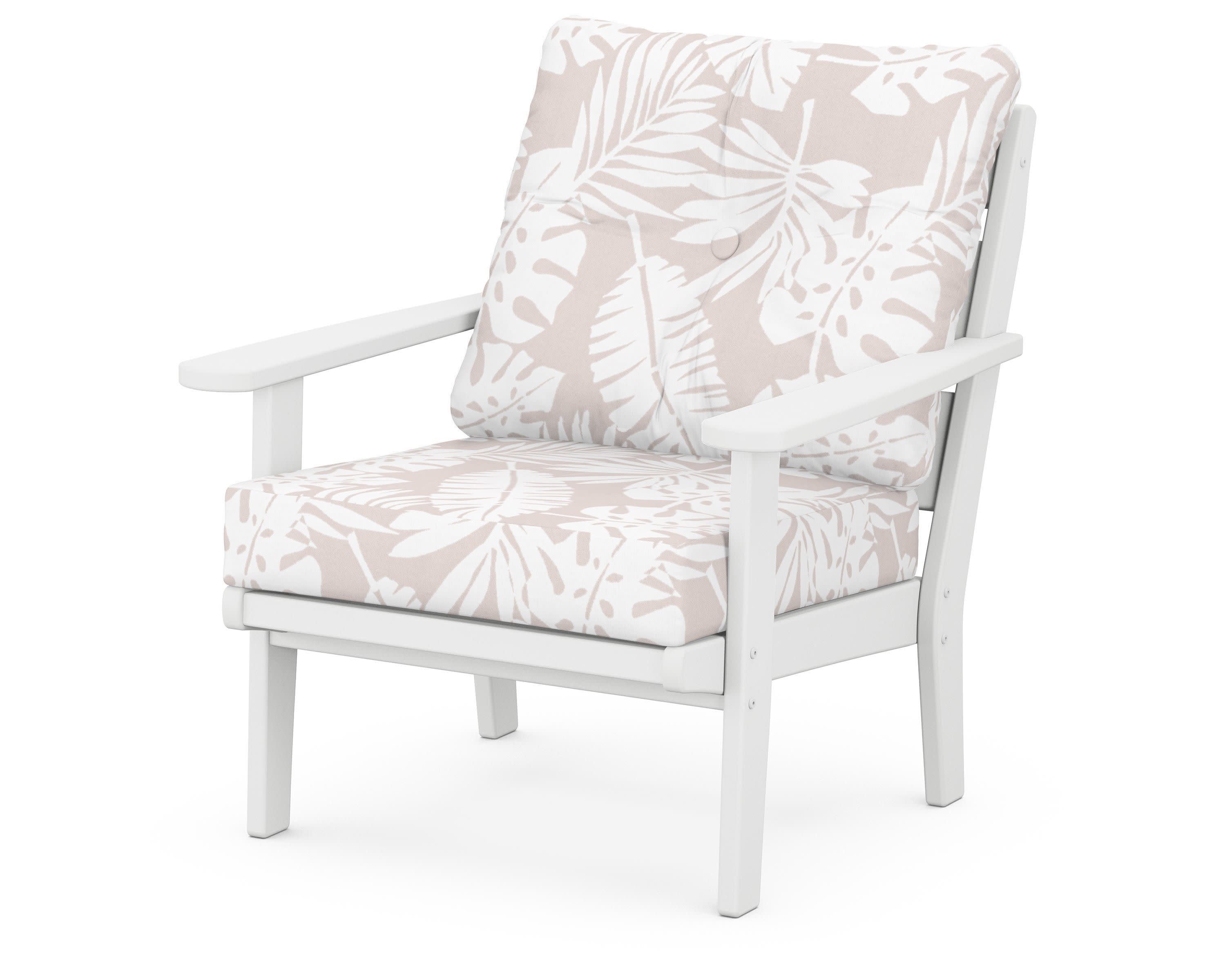 Lakeside Deep Seating Chair in White / Leaf Dune Burlap