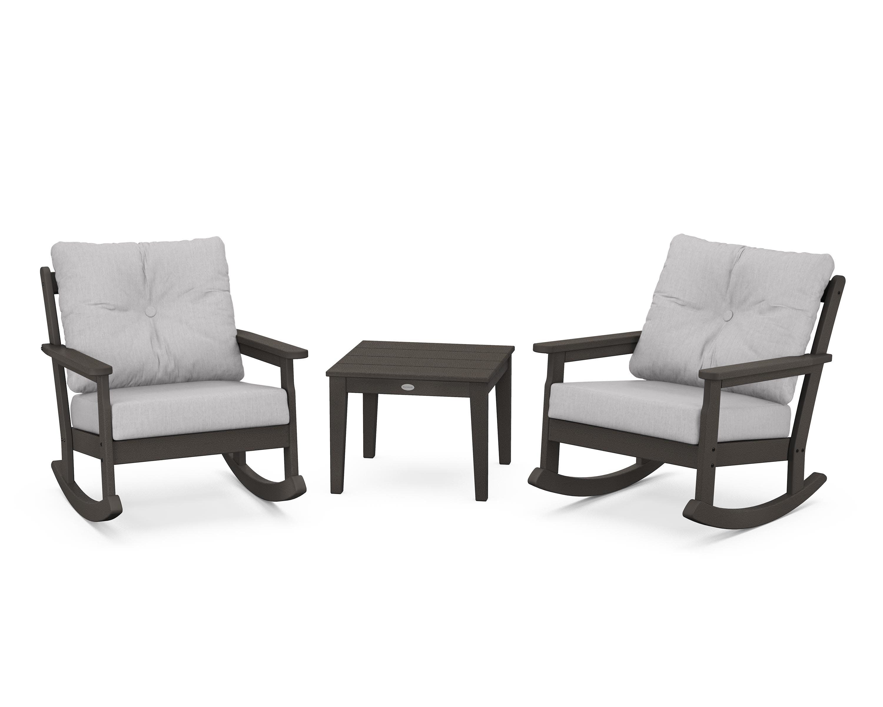 Vineyard 3-Piece Deep Seating Rocker Set in Vintage Coffee / Granite