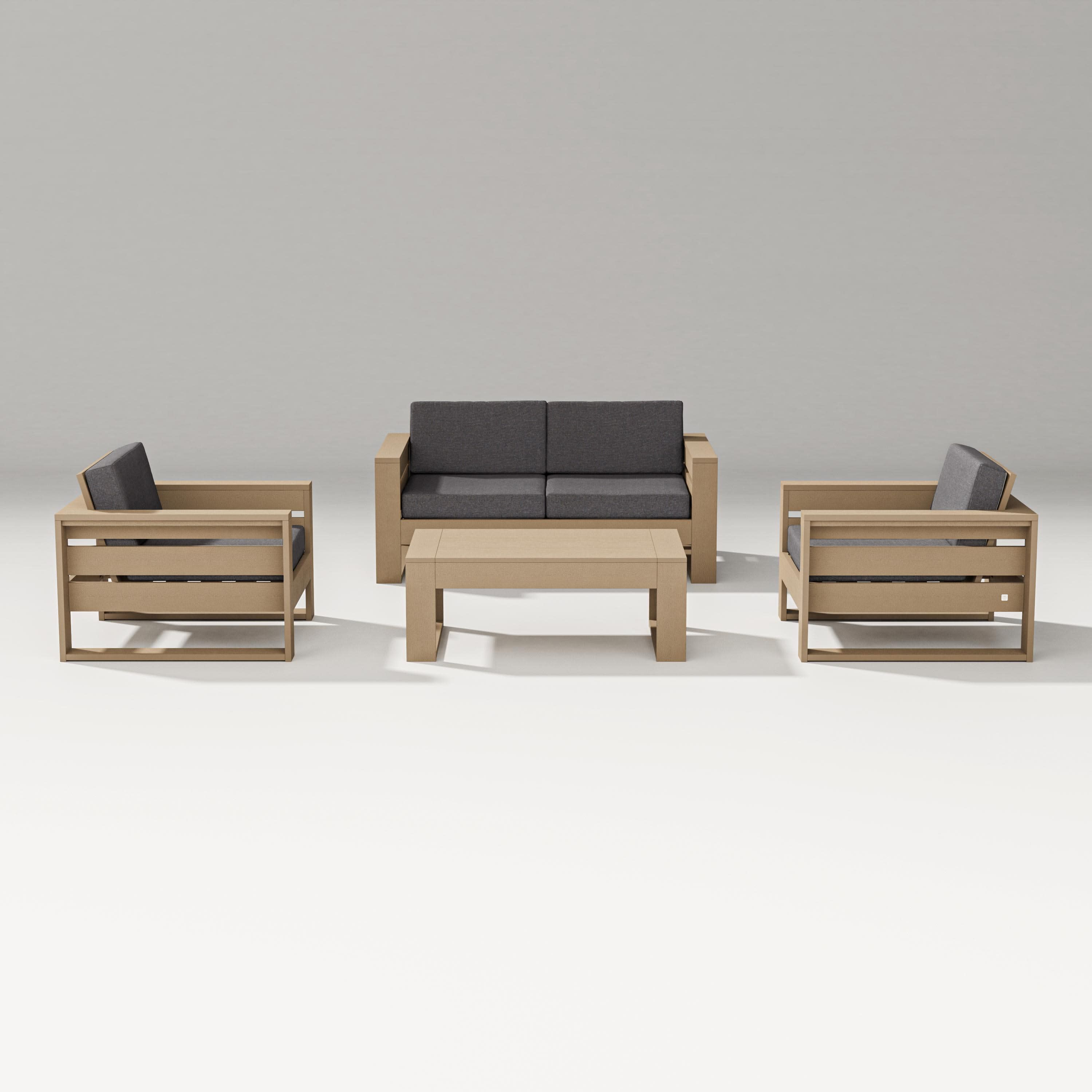 Latitude 4-Piece Lounge Loveseat Set in Vintage Sahara / Ash Charcoal