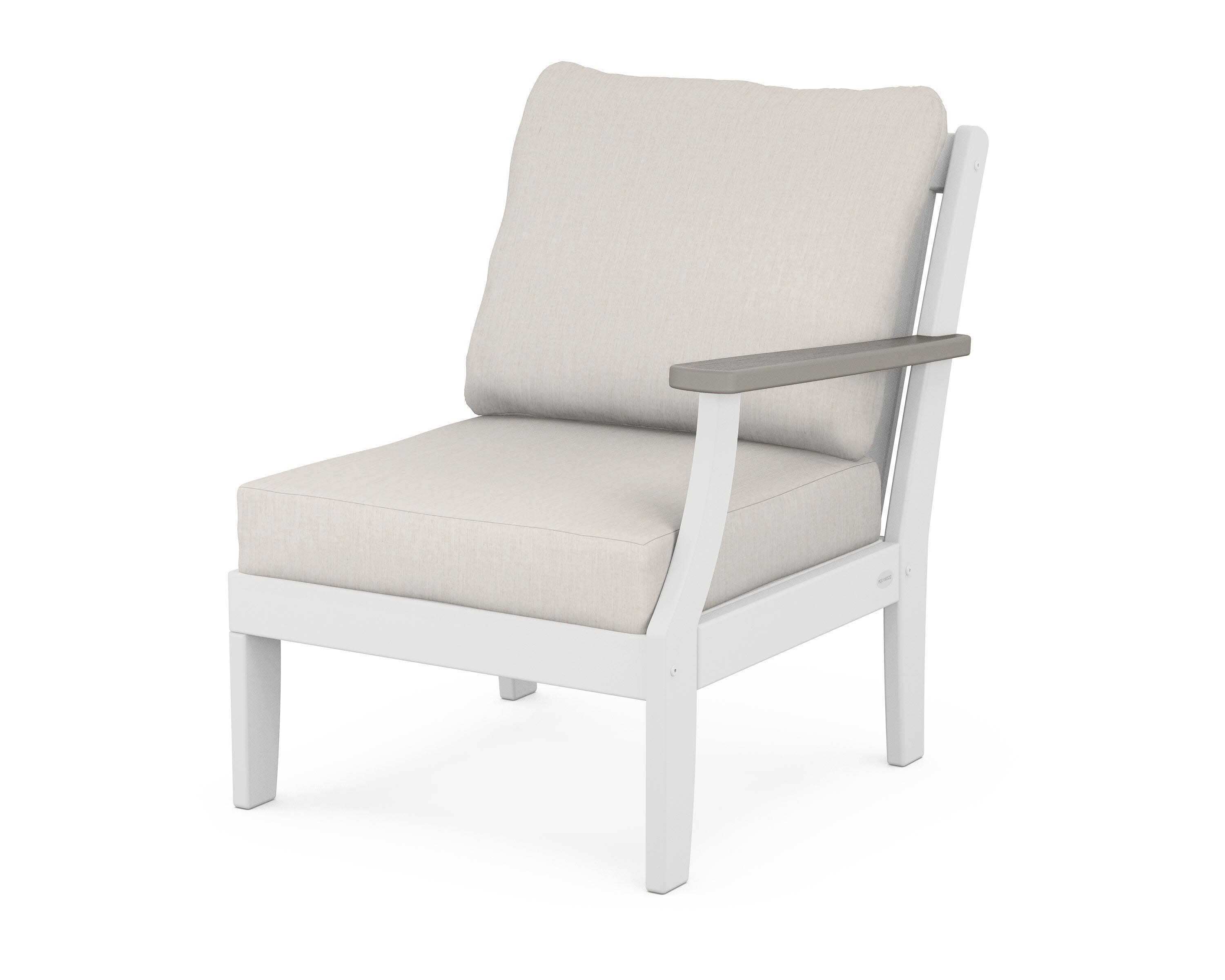 Braxton Modular Right Arm Chair in White / Driftwood / Cast Ash