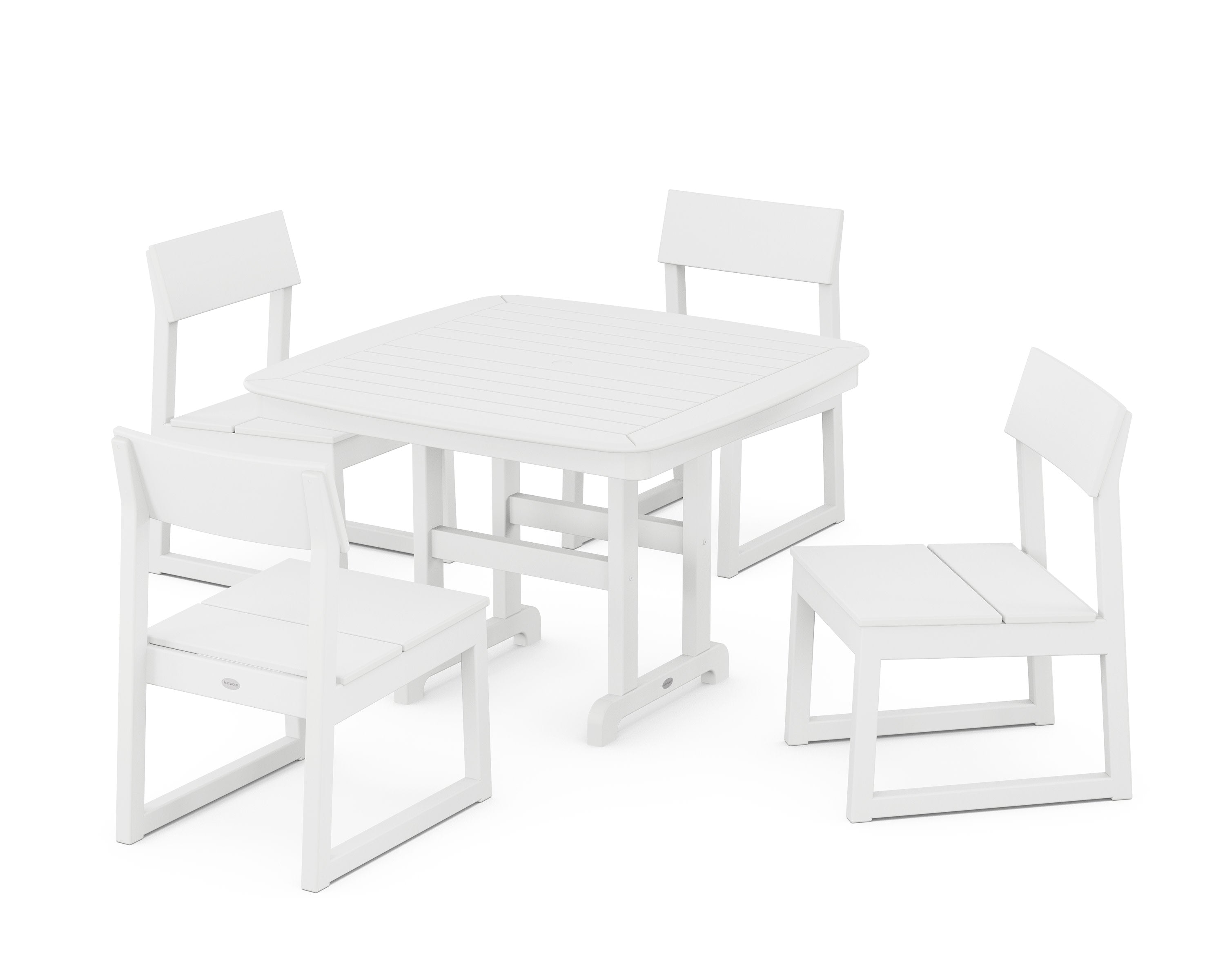 EDGE Side Chair 5-Piece Dining Set with Trestle Legs in White