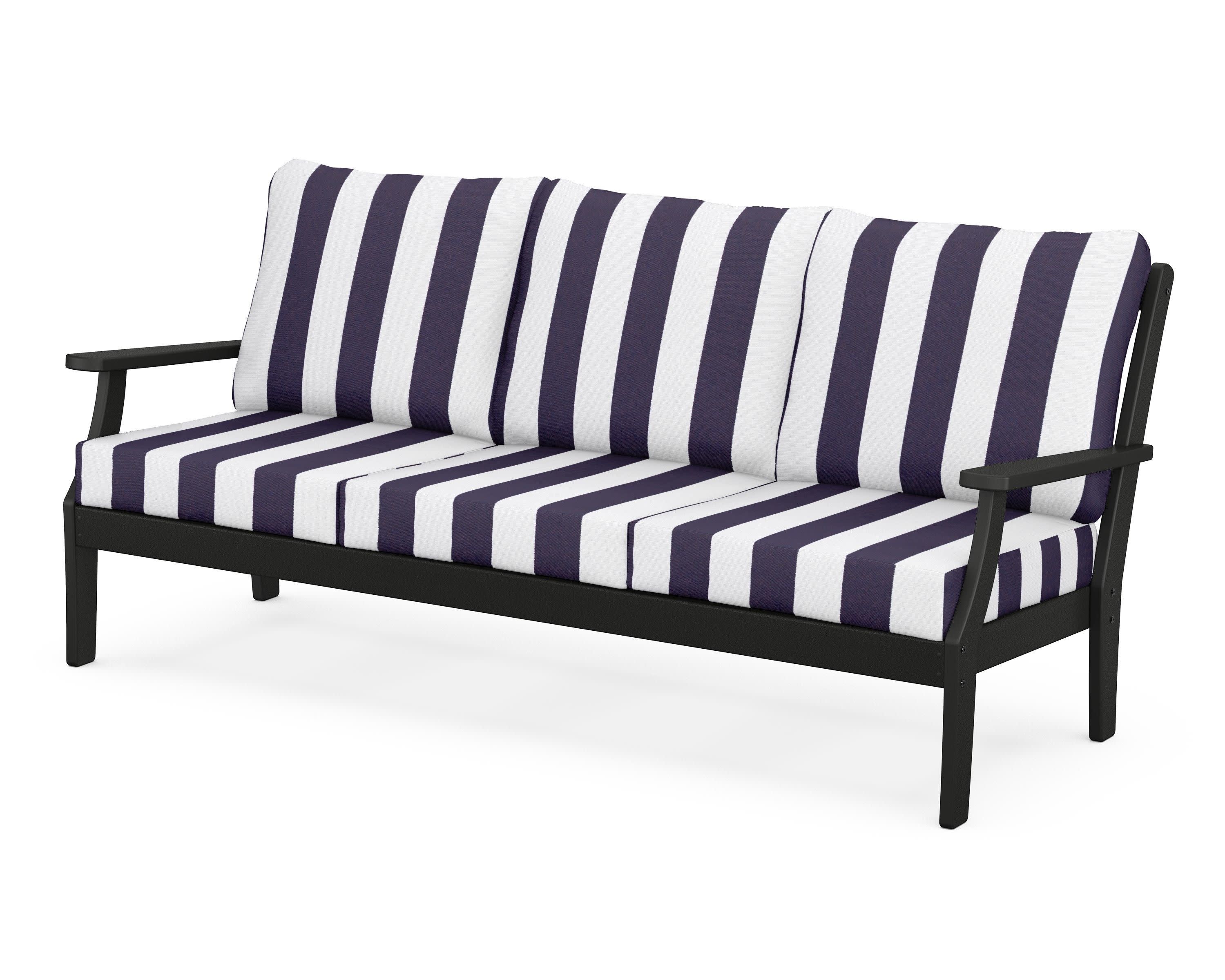 Braxton Deep Seating Sofa in Black / Cabana Stripe Navy