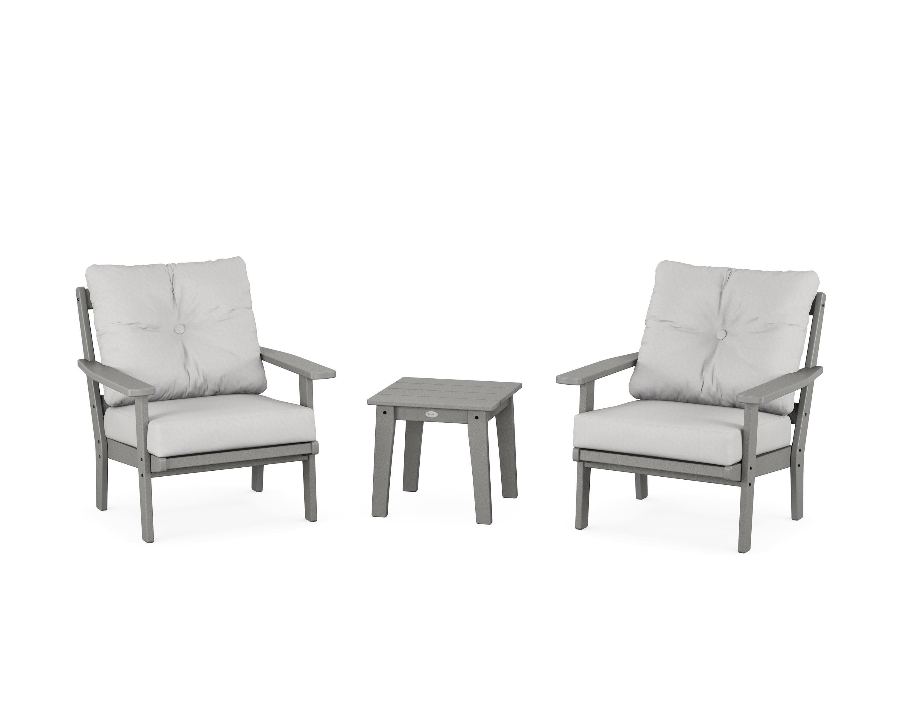 Prairie 3-Piece Deep Seating Set in Slate Grey / Diamond in the Rough