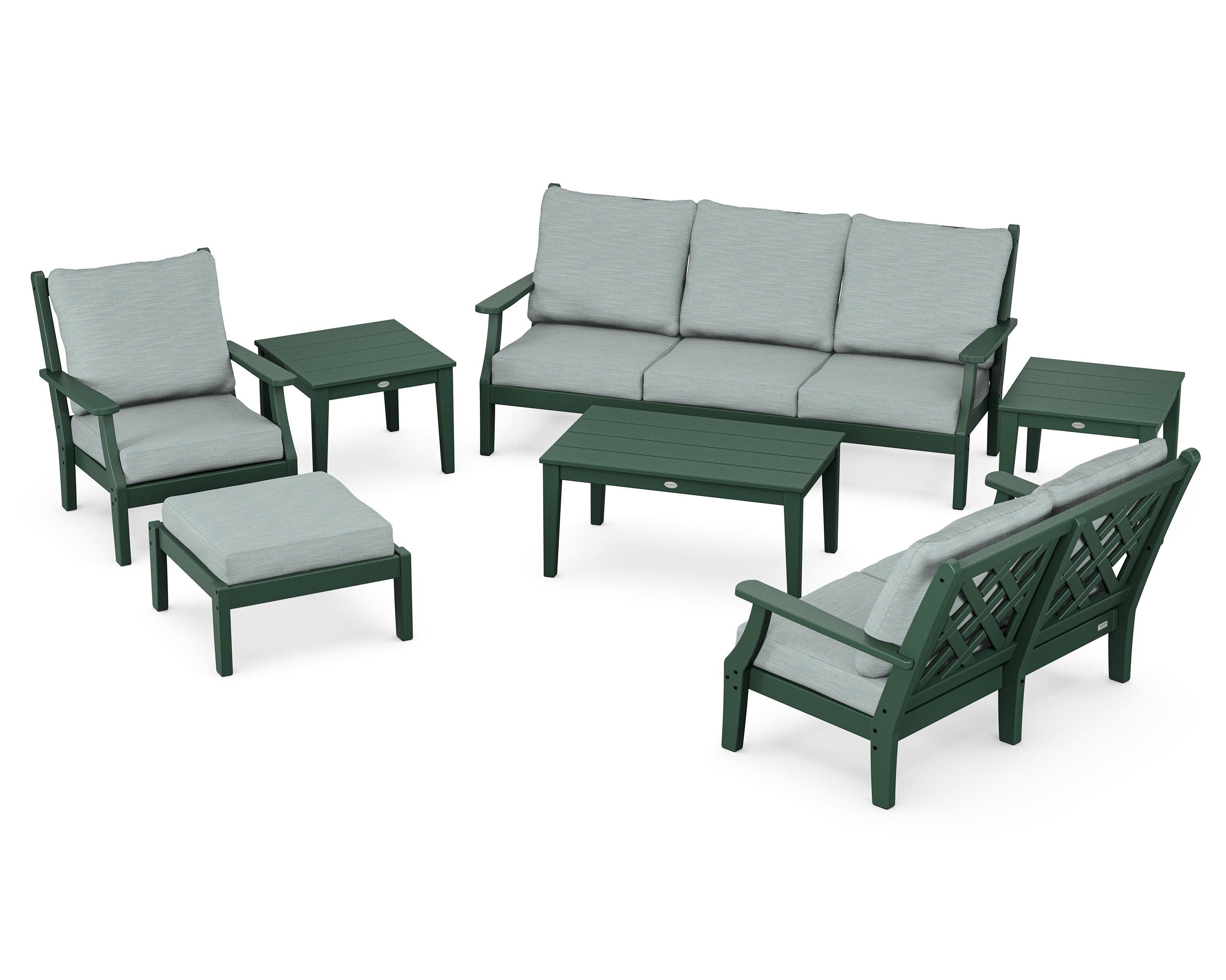 Wovendale 7-Piece Deep Seating Set in Green / Soothe Mist
