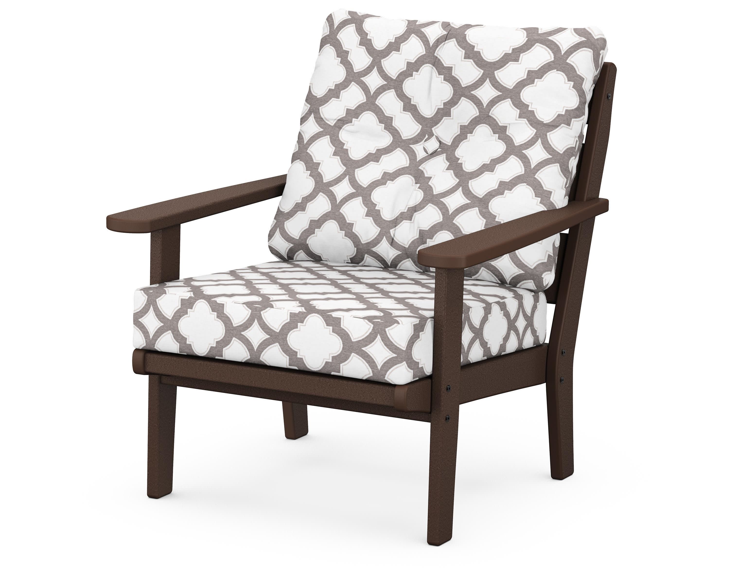 Lakeside Deep Seating Chair in Mahogany / Trellis Grey Mist
