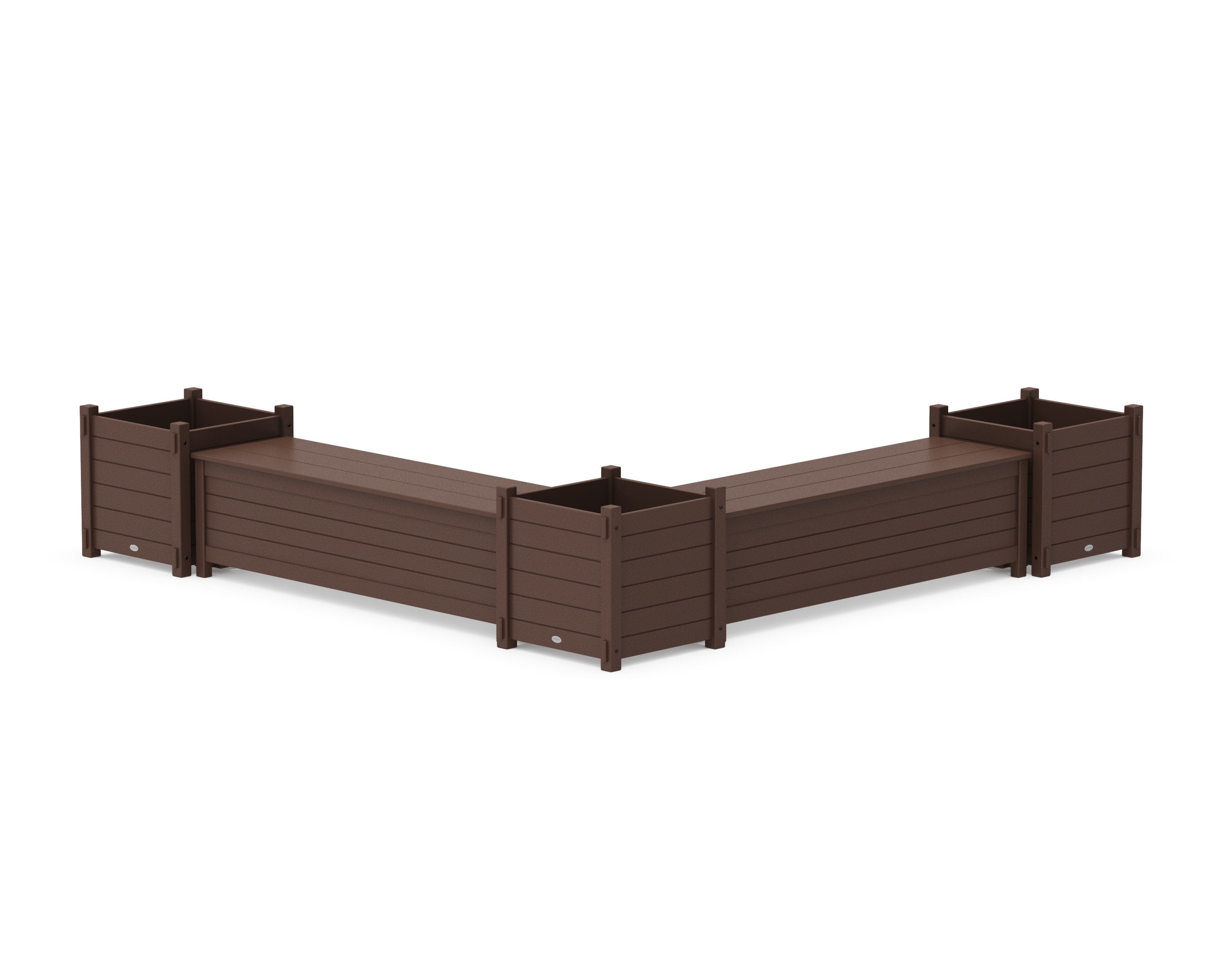 60" Nautical L- Shaped Planter Storage Bench Corner Set- Large in Mahogany