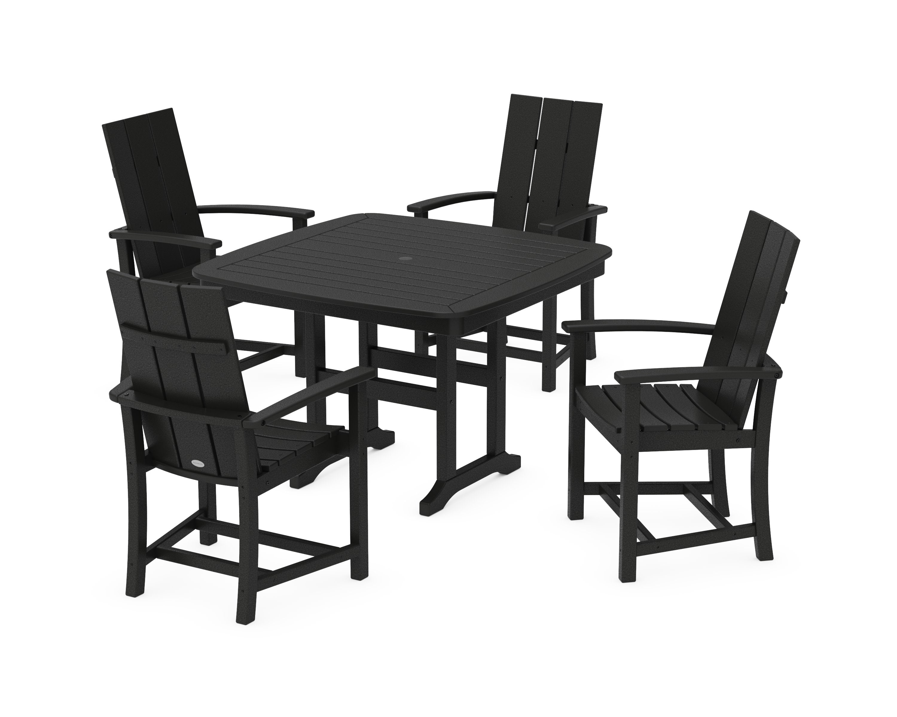 Modern Adirondack 5-Piece Dining Set with Trestle Legs in Black