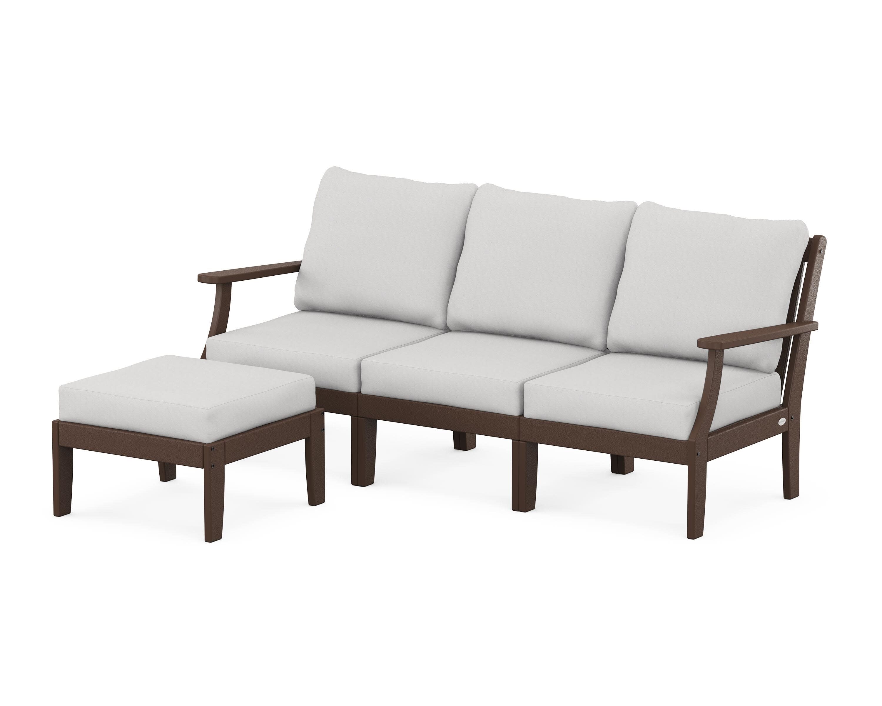 Braxton Modular 4-Piece Deep Seating Set with Ottoman in Mahogany / Diamond in the Rough