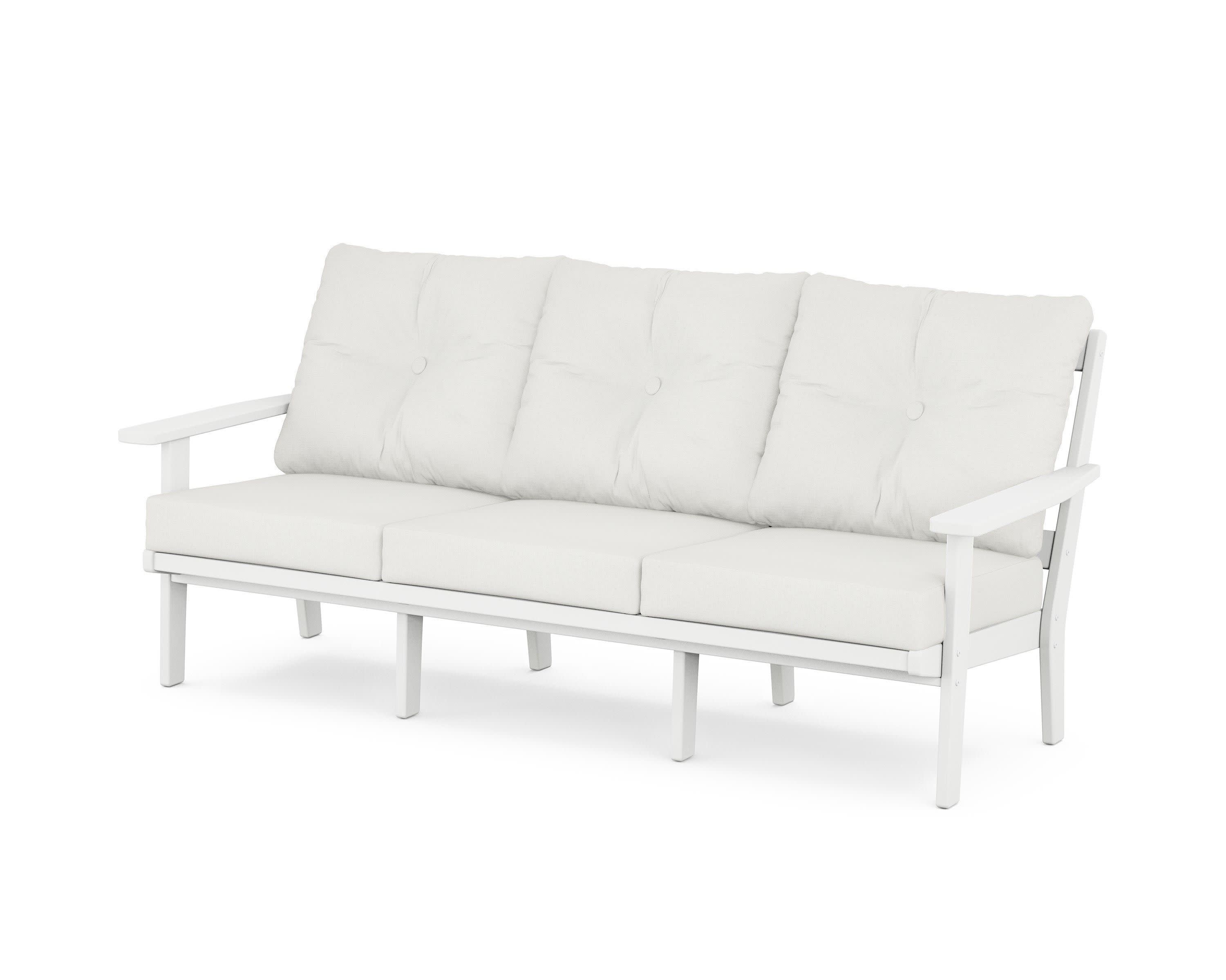 Oxford Deep Seating Sofa in White / Natural Linen