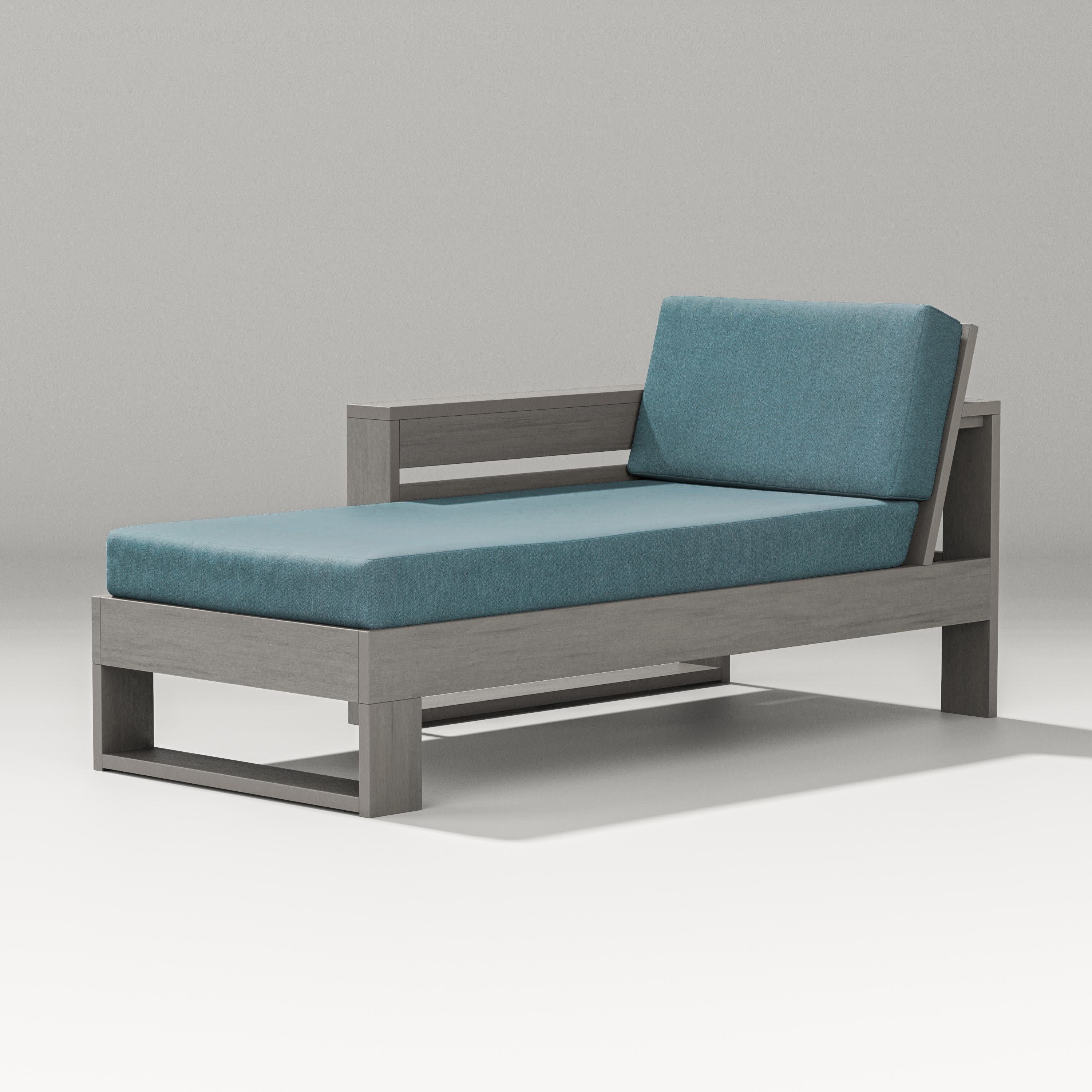 Latitude Modular Left Arm Chaise in Driftwood / Ocean Teal