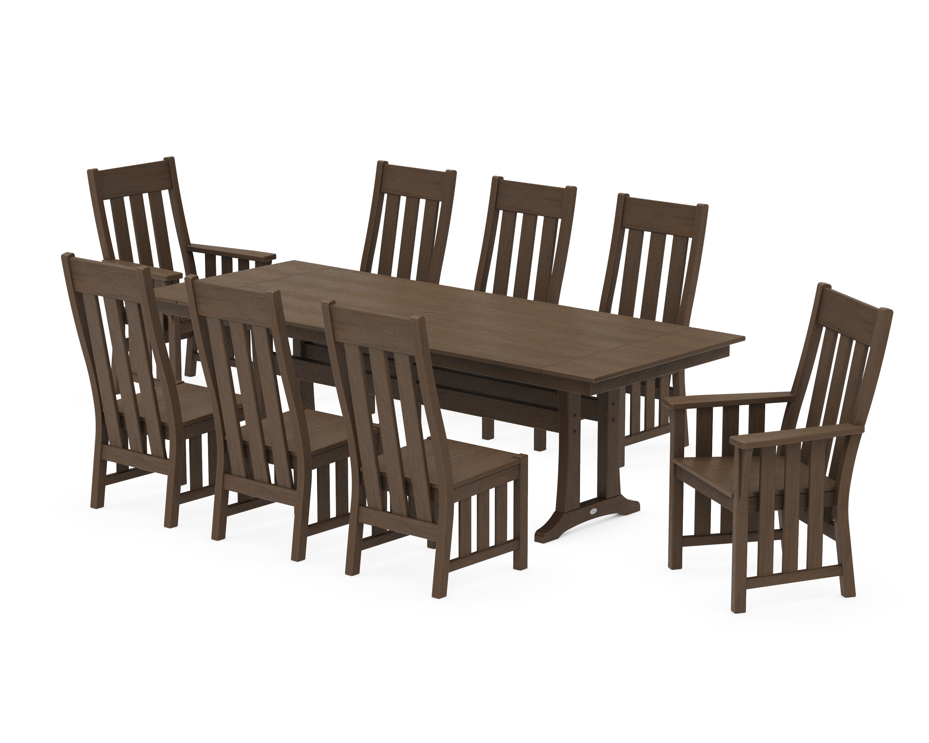 Acadia 9-Piece Farmhouse Dining Set with Trestle Legs in Kona