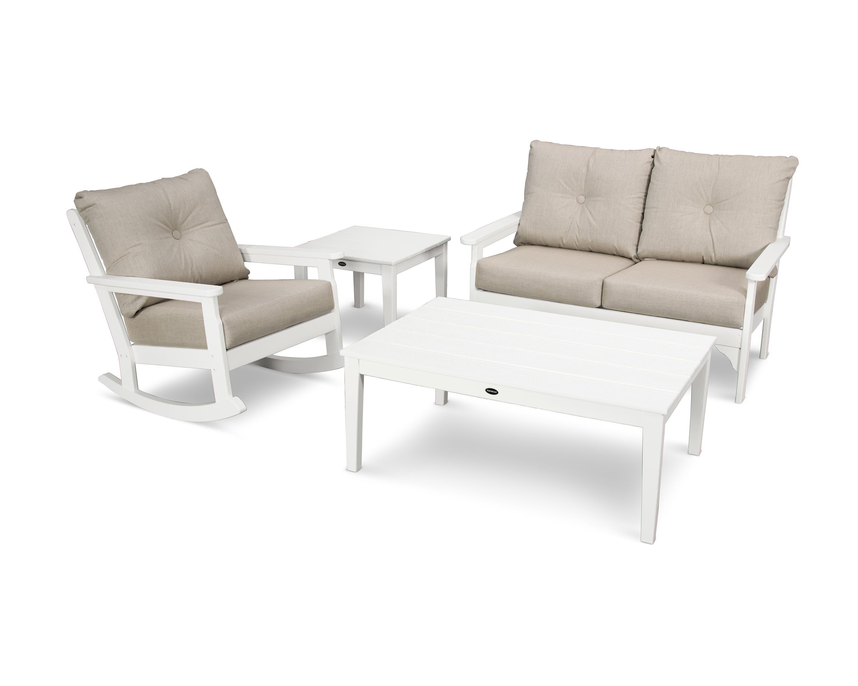 Vineyard 4-Piece Deep Seating Rocker Set in White / Cast Ash