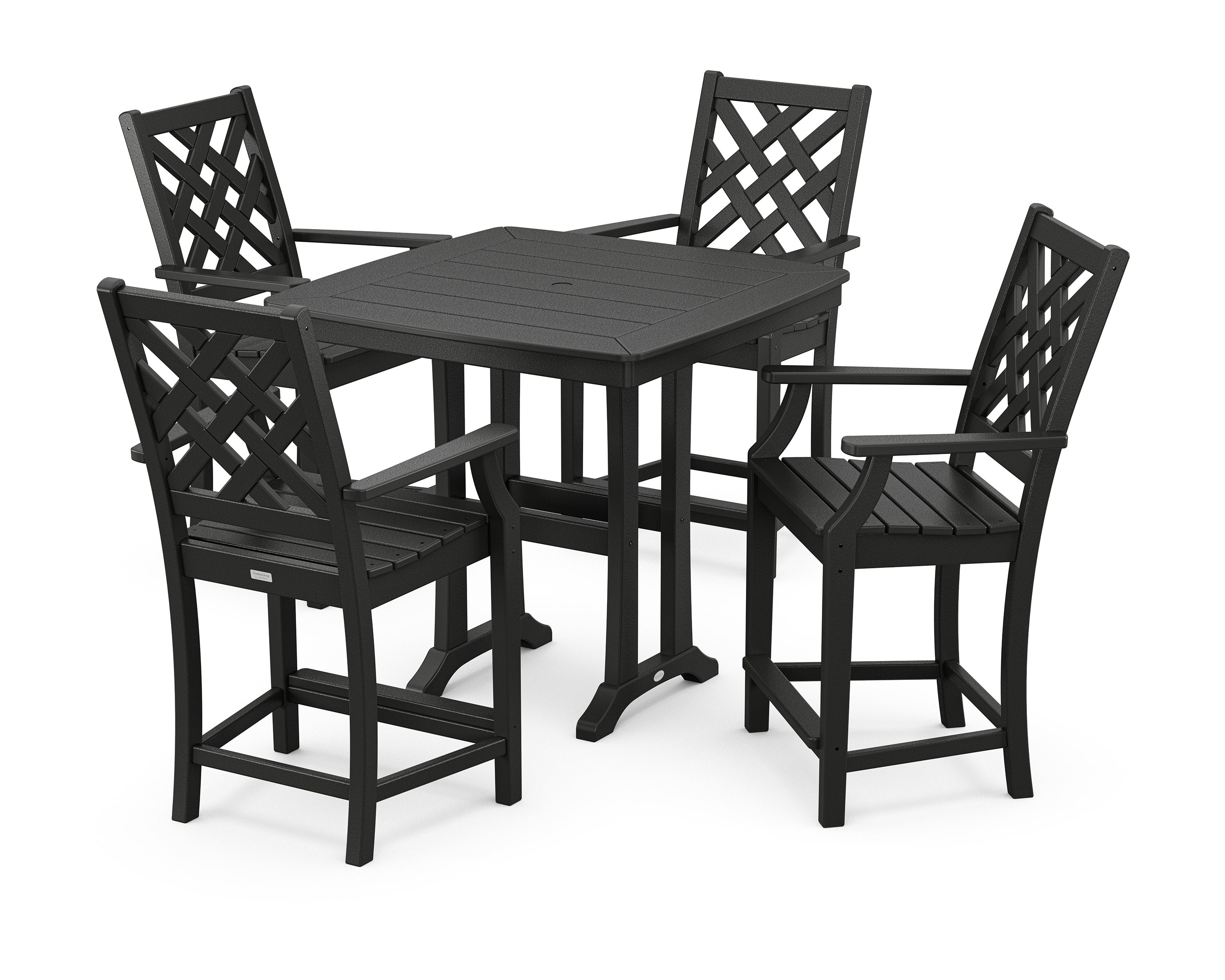 Wovendale 5-Piece Counter Set with Trestle Legs in Black