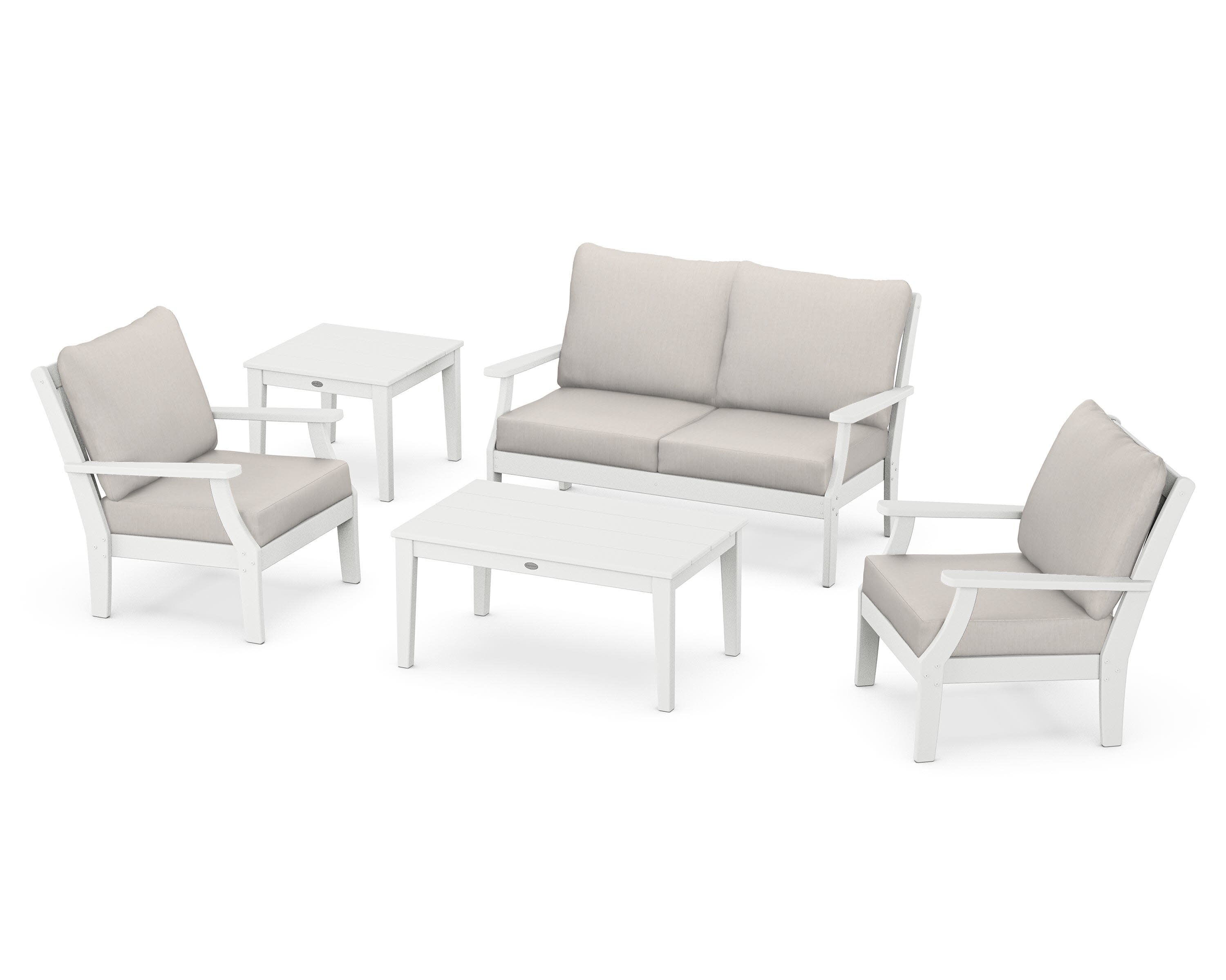 Braxton 5-Piece Deep Seating Set in White / Cast Ash