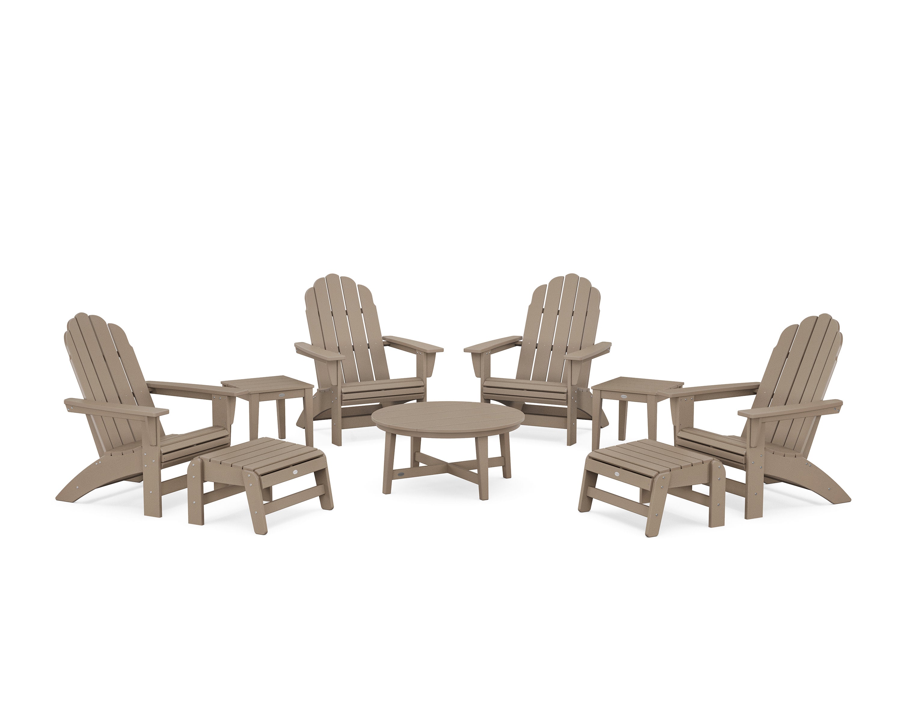 Vineyard Grand Adirondack 9-Piece Conversation Set in Vintage Sahara