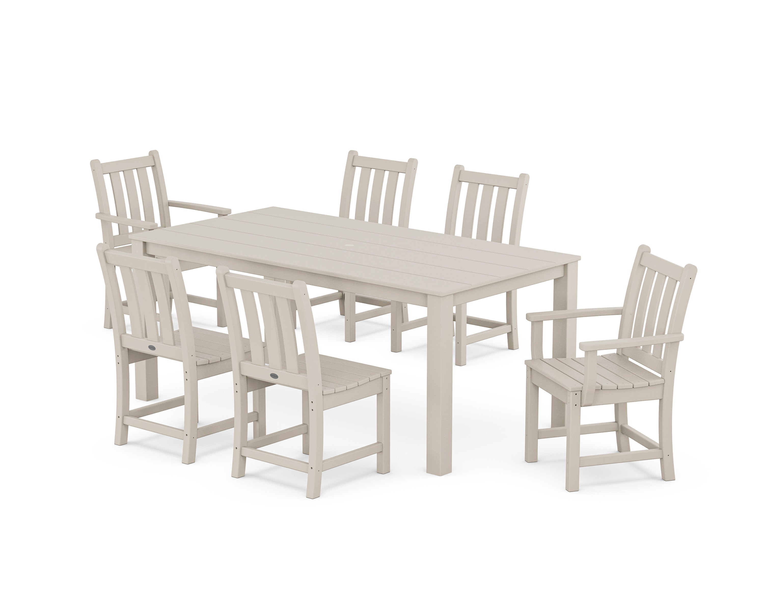 Traditional Garden 7-Piece Parsons Dining Set in Sand