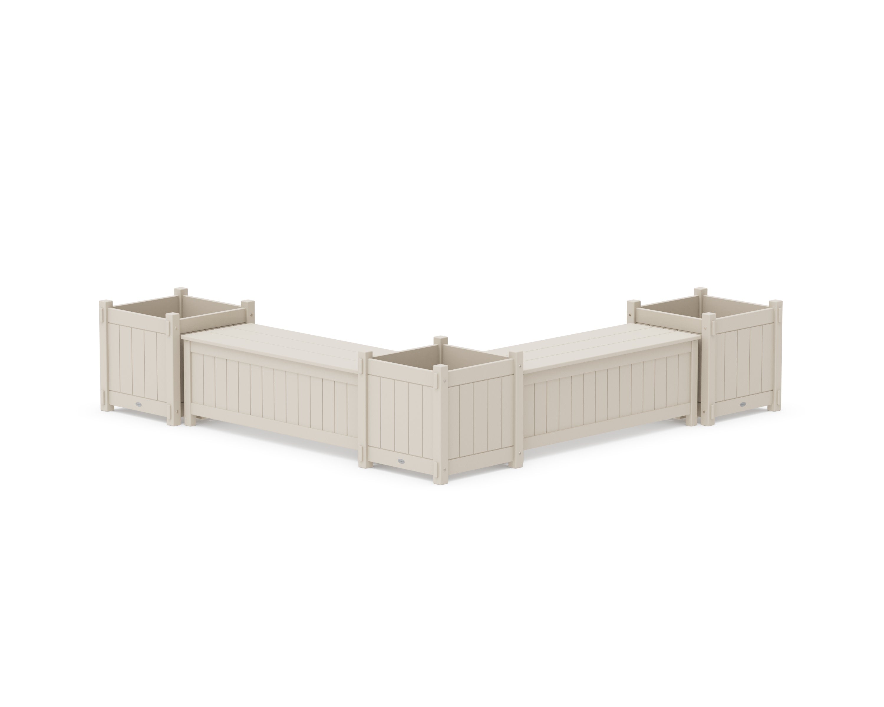 48" Vineyard L- Shaped Planter Storage Bench Corner Set- Large in Sand