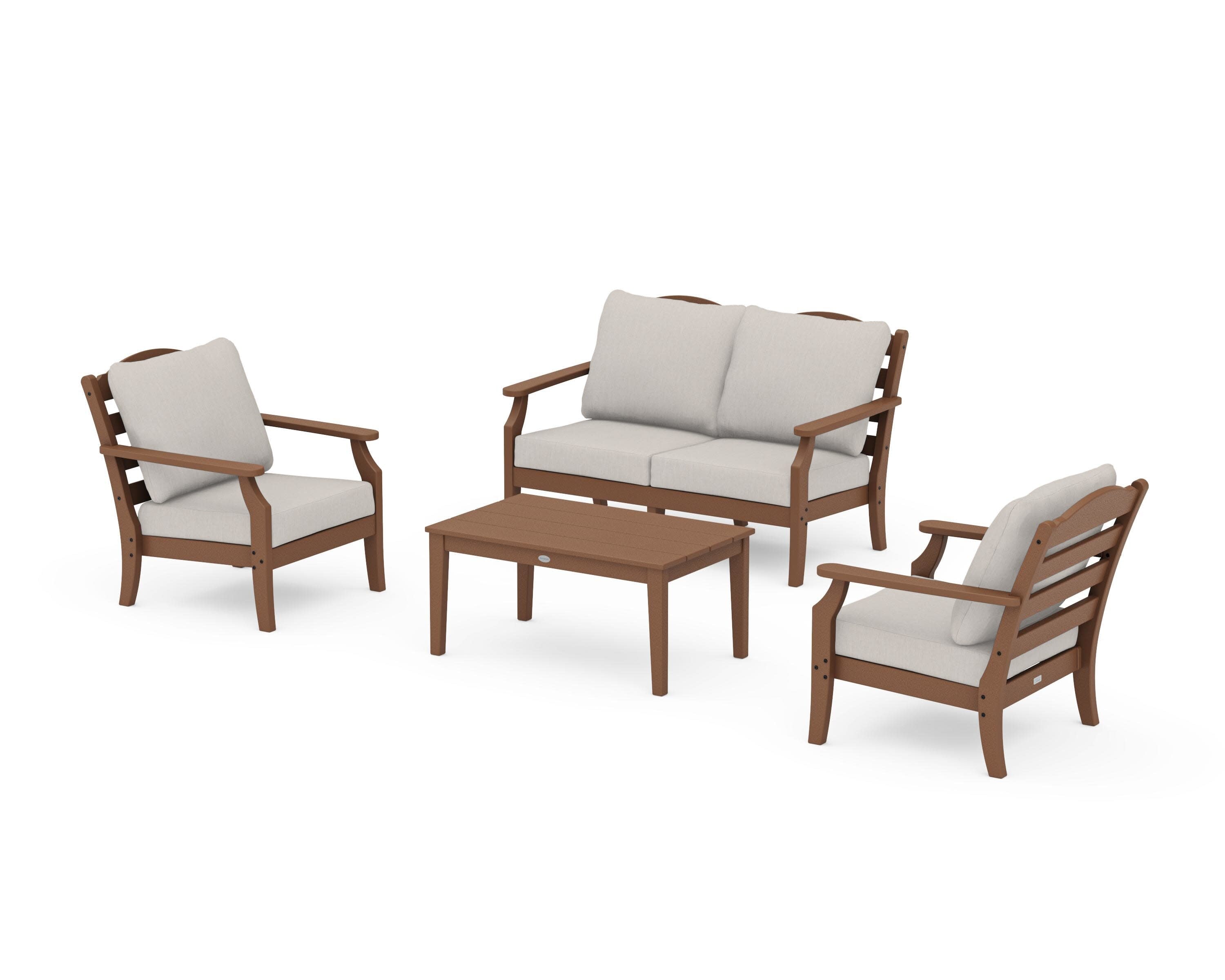 Savannah 4-Piece Deep Seating Set with Loveseat in Teak / Cast Ash