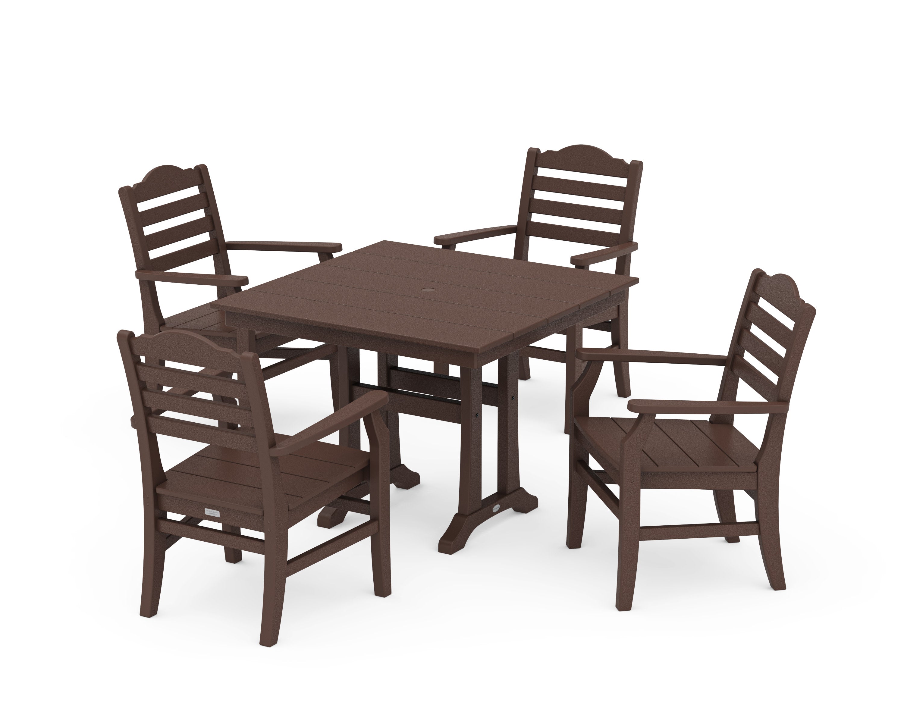 Savannah 5-Piece Farmhouse Dining Set with Trestle Legs in Mahogany
