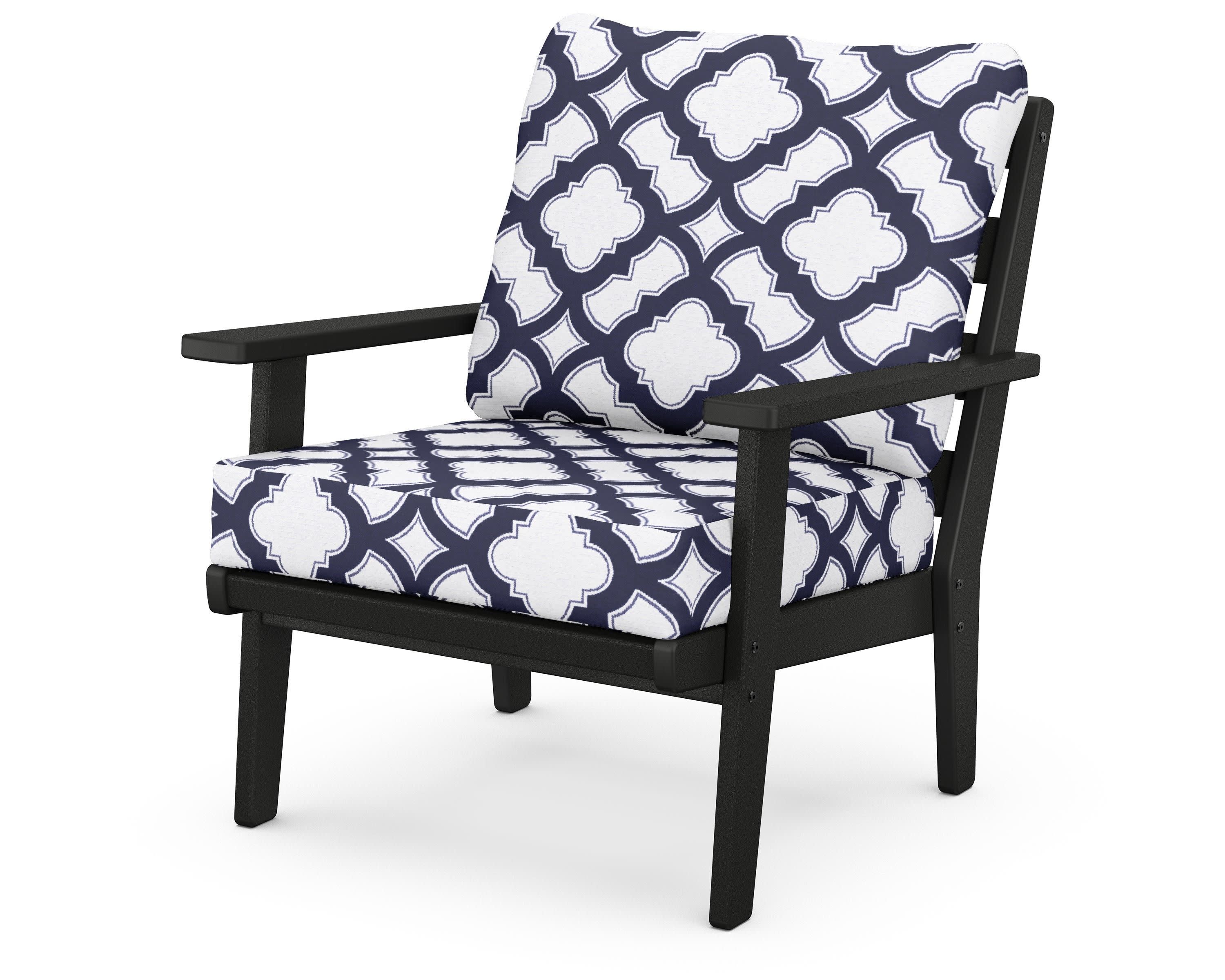 Grant Park Deep Seating Chair in Black / Trellis Navy