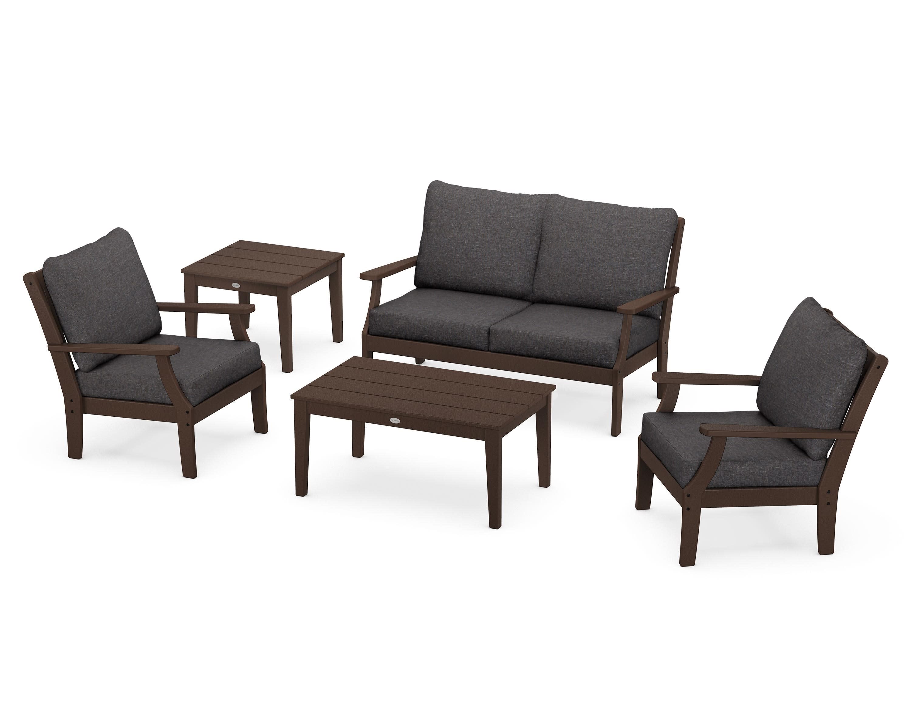Braxton 5-Piece Deep Seating Set in Mahogany / Ash Charcoal