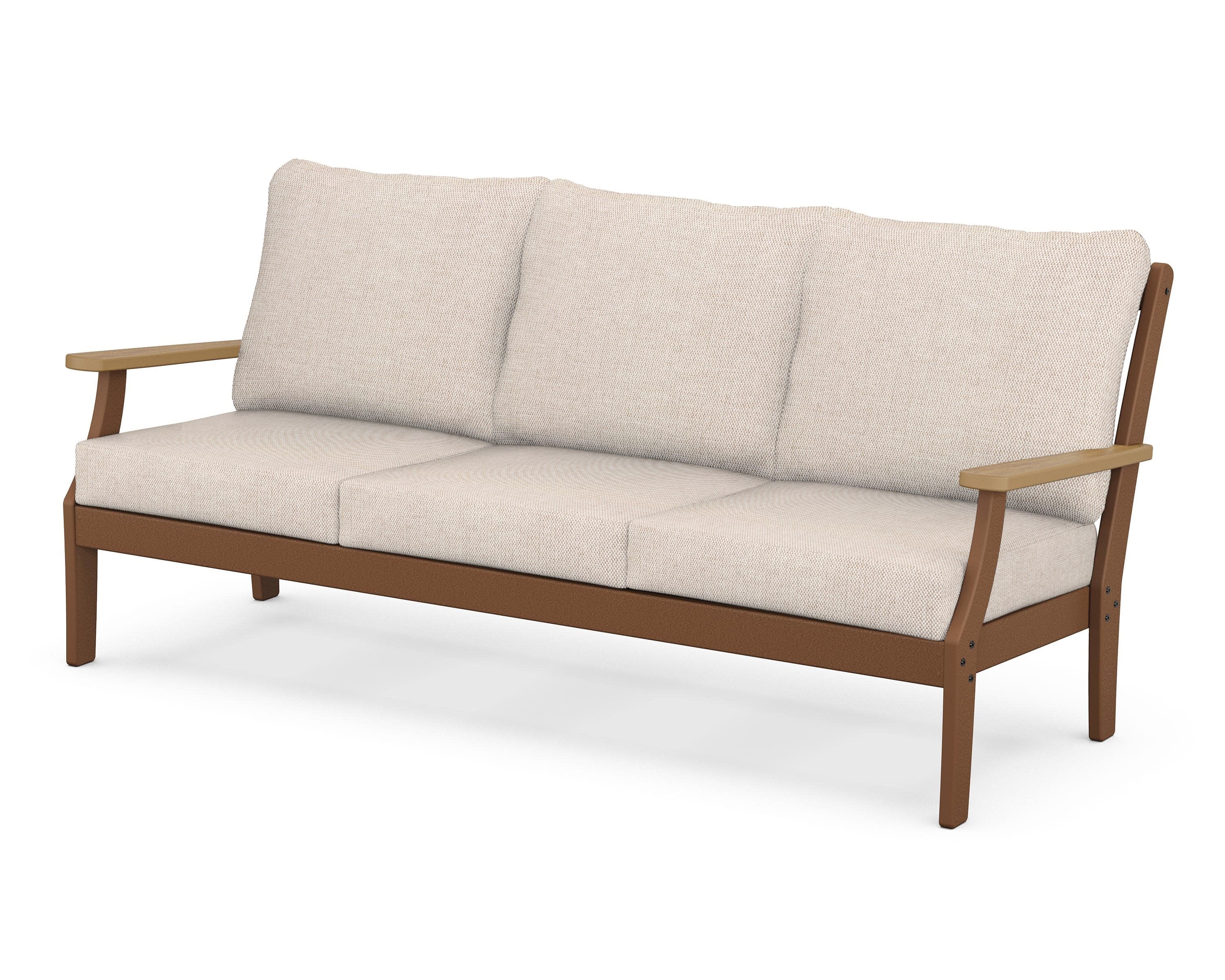 Braxton Deep Seating Sofa in Teak / Natural / Blend Linen