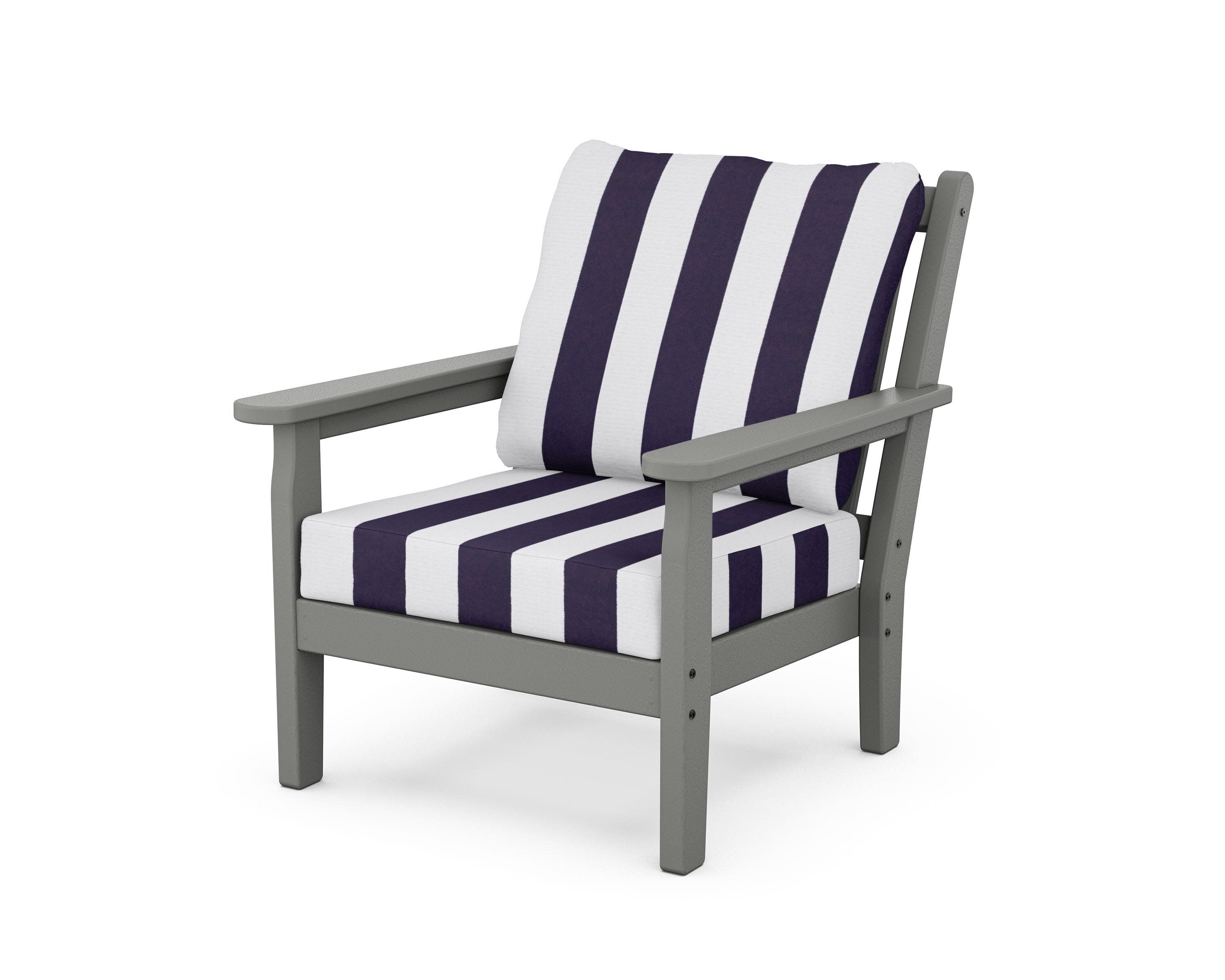 Chippendale Deep Seating Chair in Slate Grey / Cabana Stripe Navy