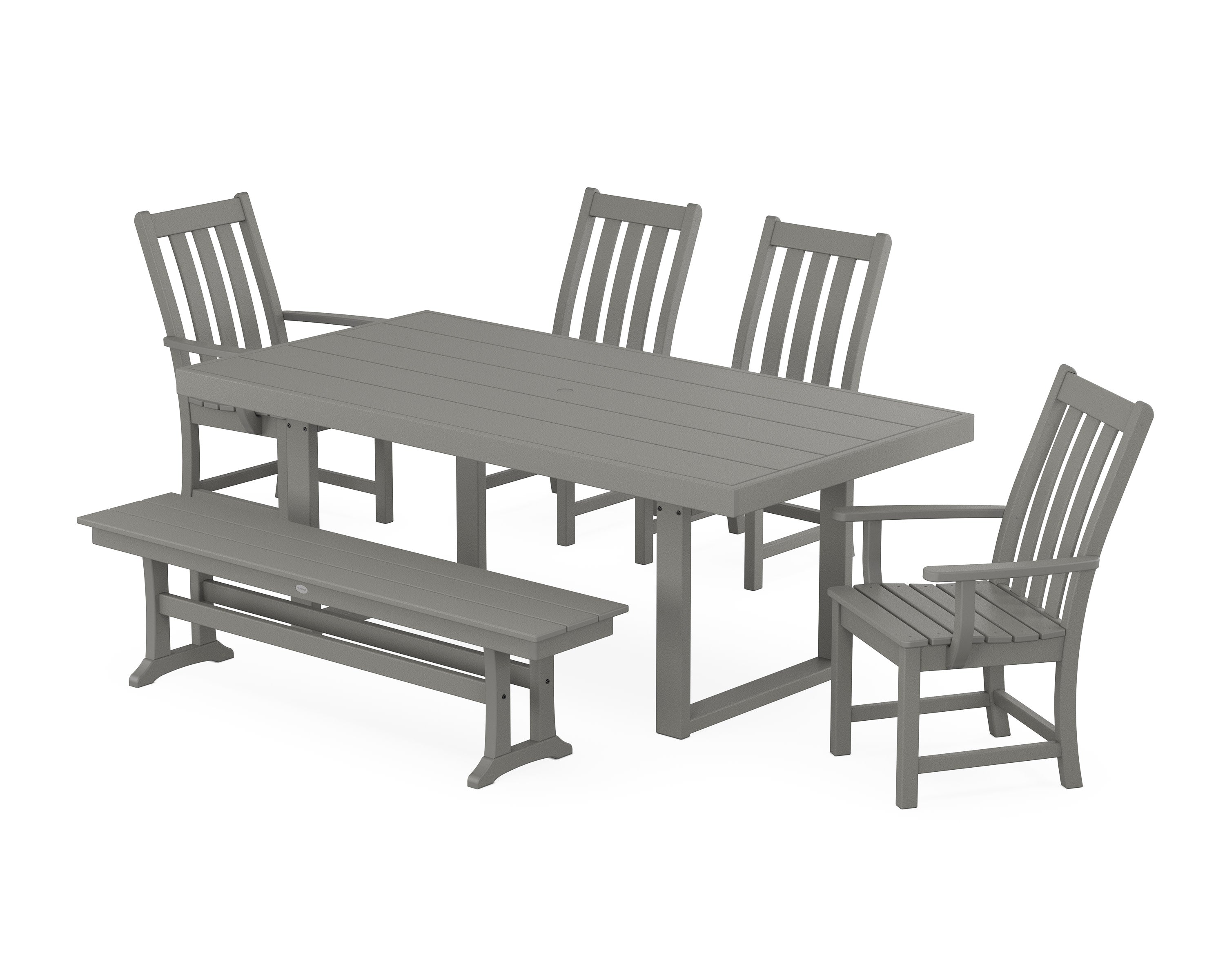 Vineyard 6-Piece Dining Set with Bench in Slate Grey