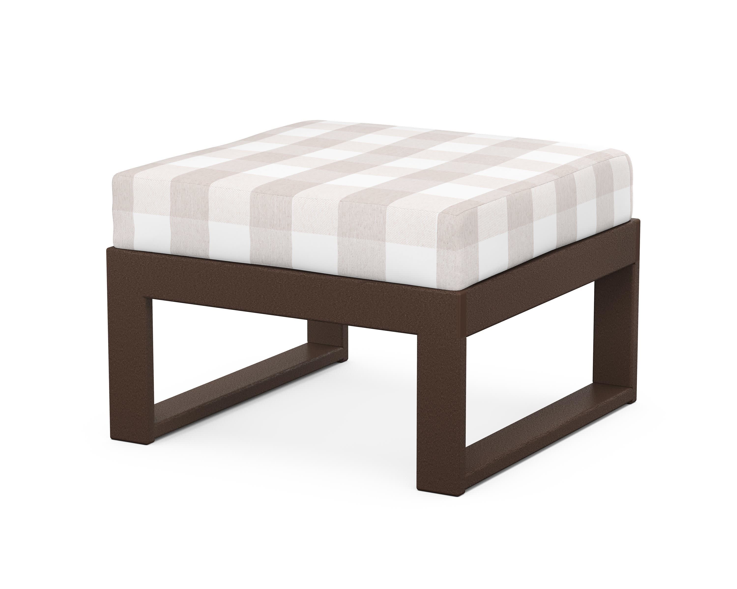 Modular Ottoman - Modern in Mahogany / Buffalo Plaid Dune Burlap