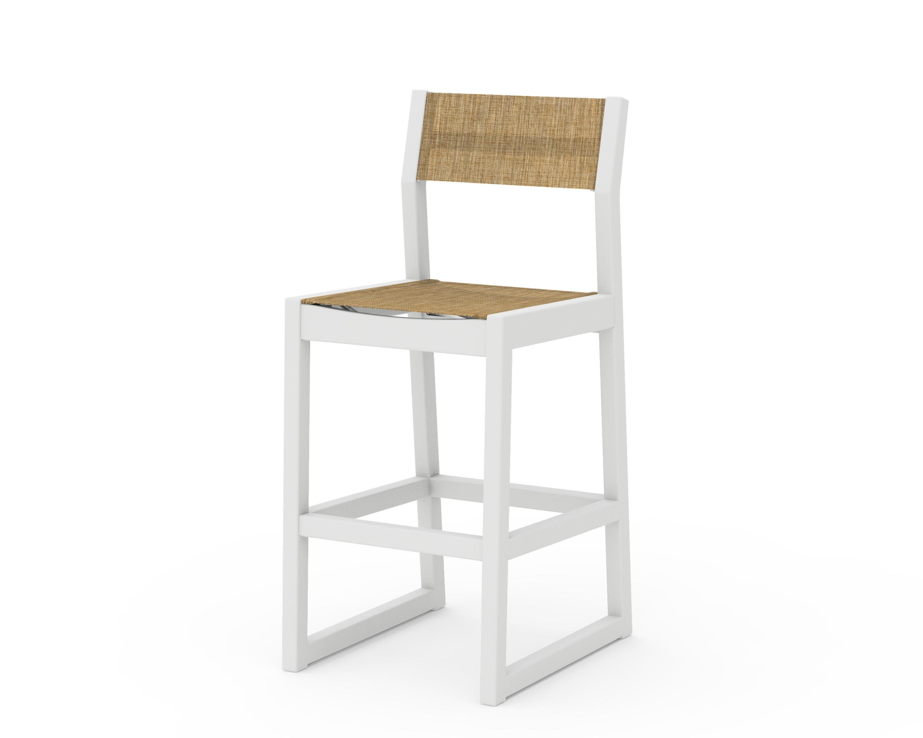 EDGE Sling Bar Side Chair in White / Burlap Sling
