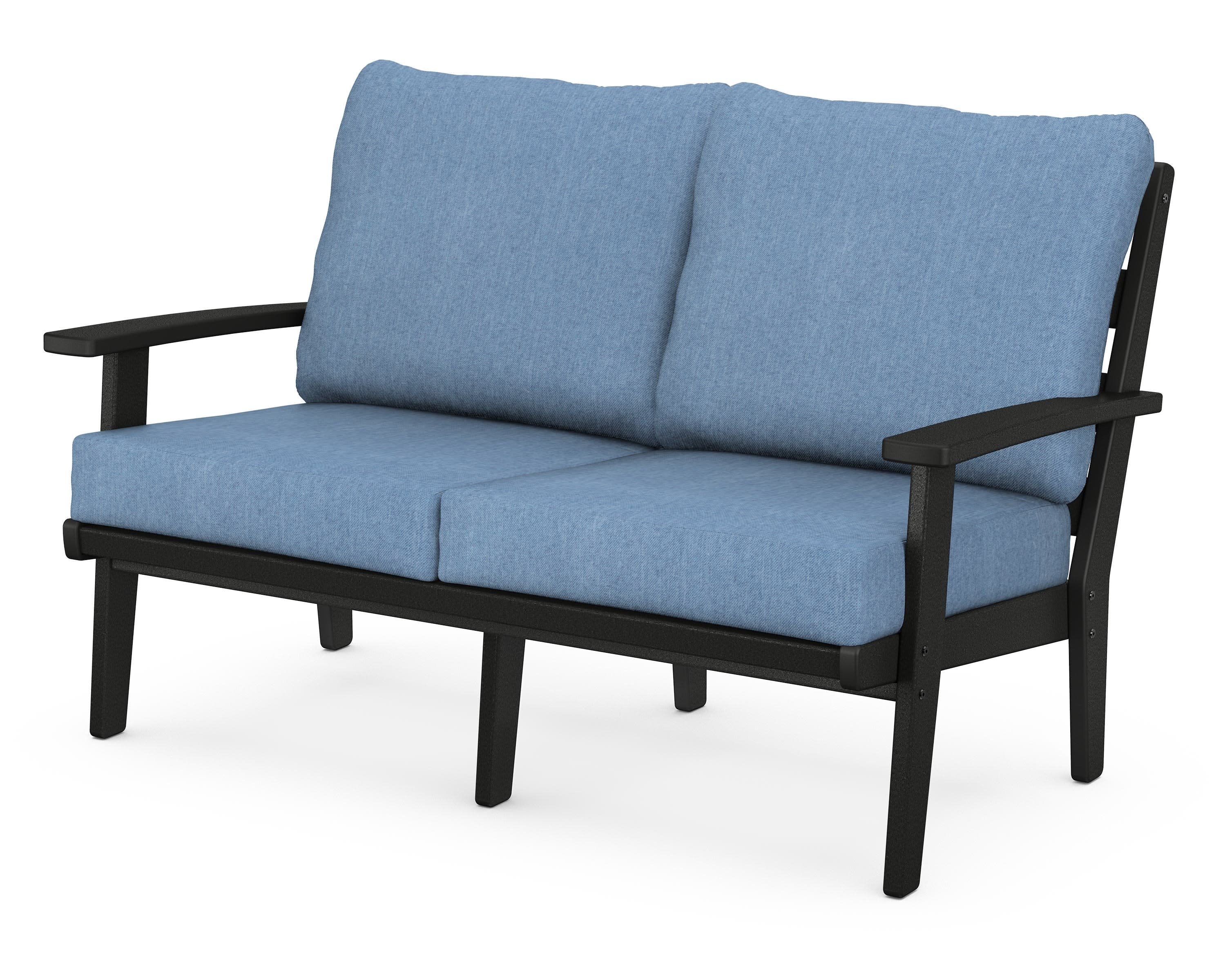 Grant Park Deep Seating Loveseat in Black / Sky Blue