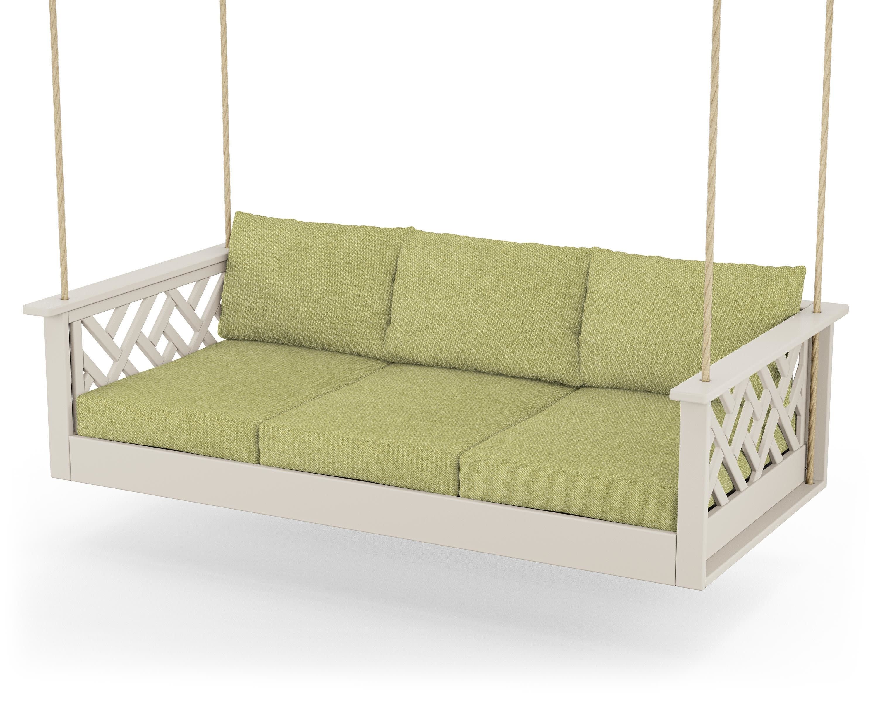Chippendale Daybed Swing in Sand / Chartreuse Boucle