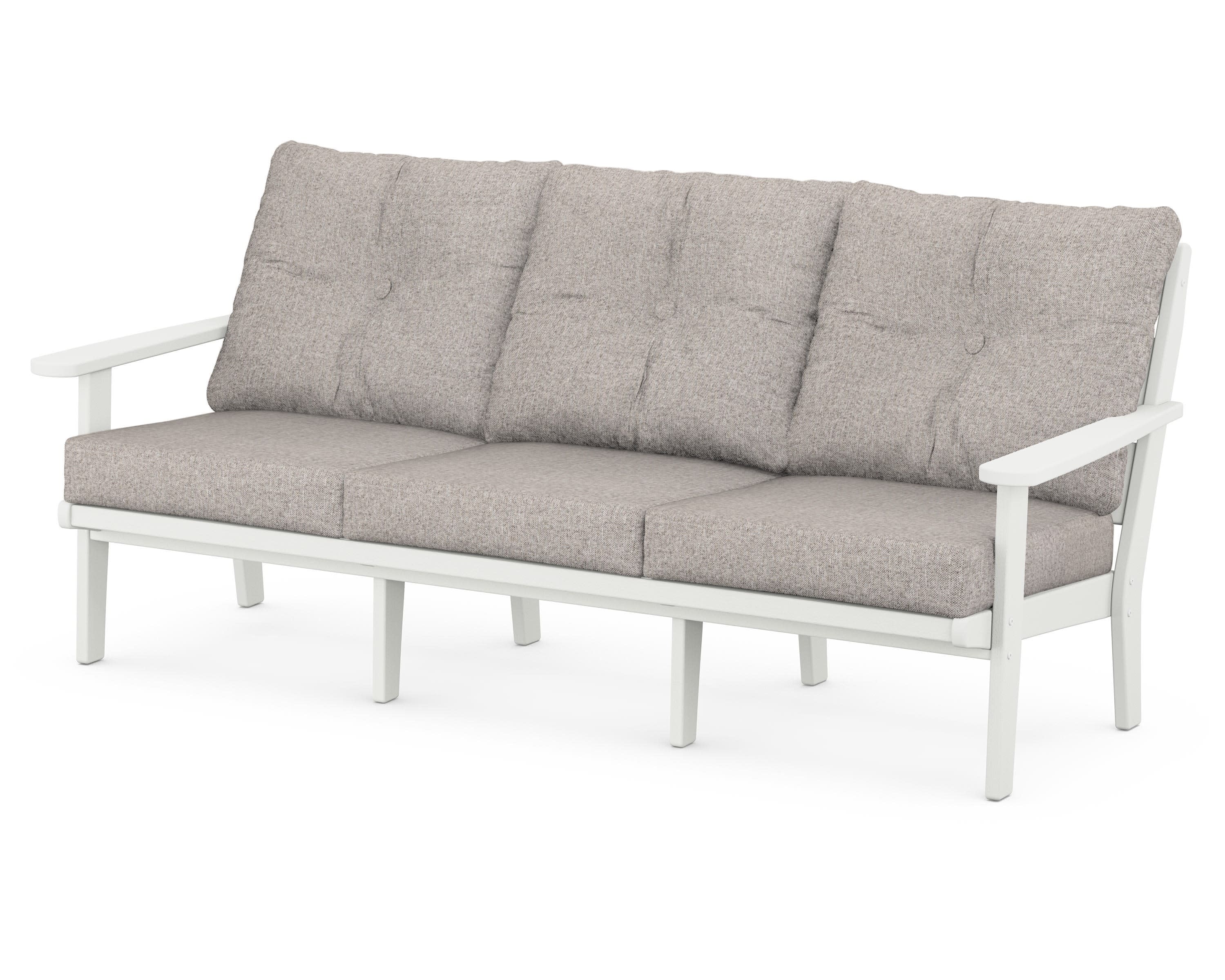 Lakeside Deep Seating Sofa in Vintage White / Weathered Tweed