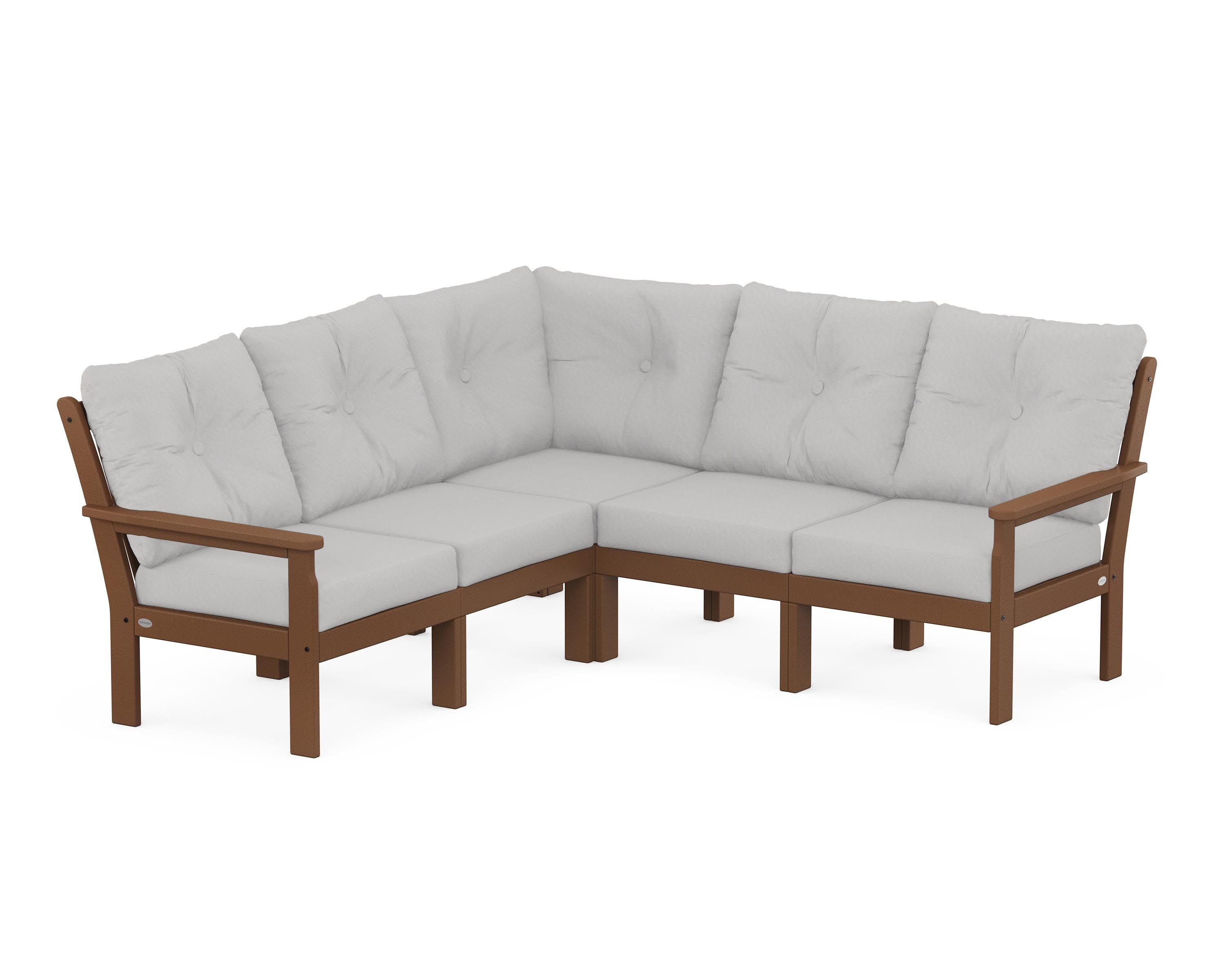 Vineyard 5-Piece Sectional in Teak / Diamond in the Rough