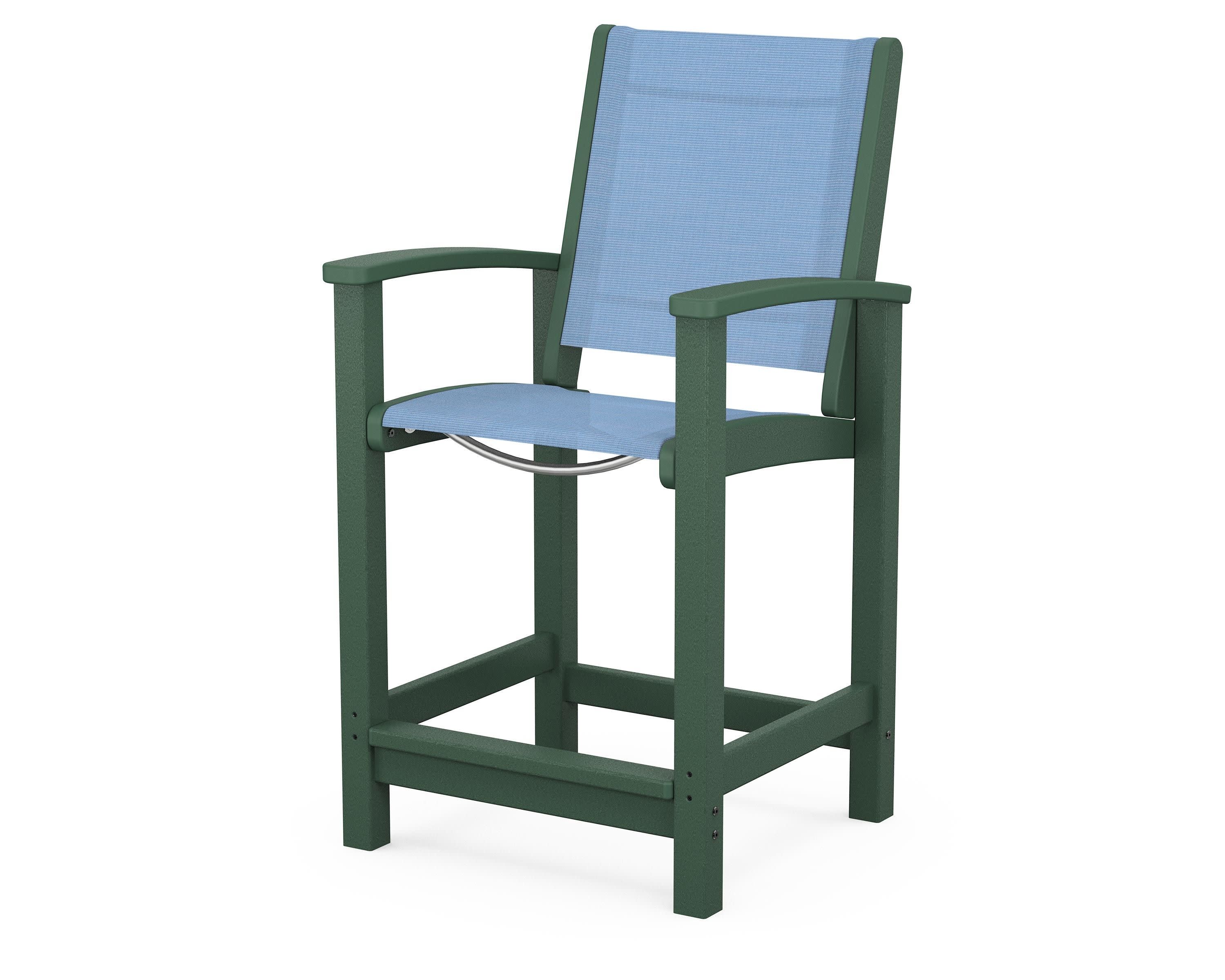 Coastal Counter Chair in Green / Poolside Sling